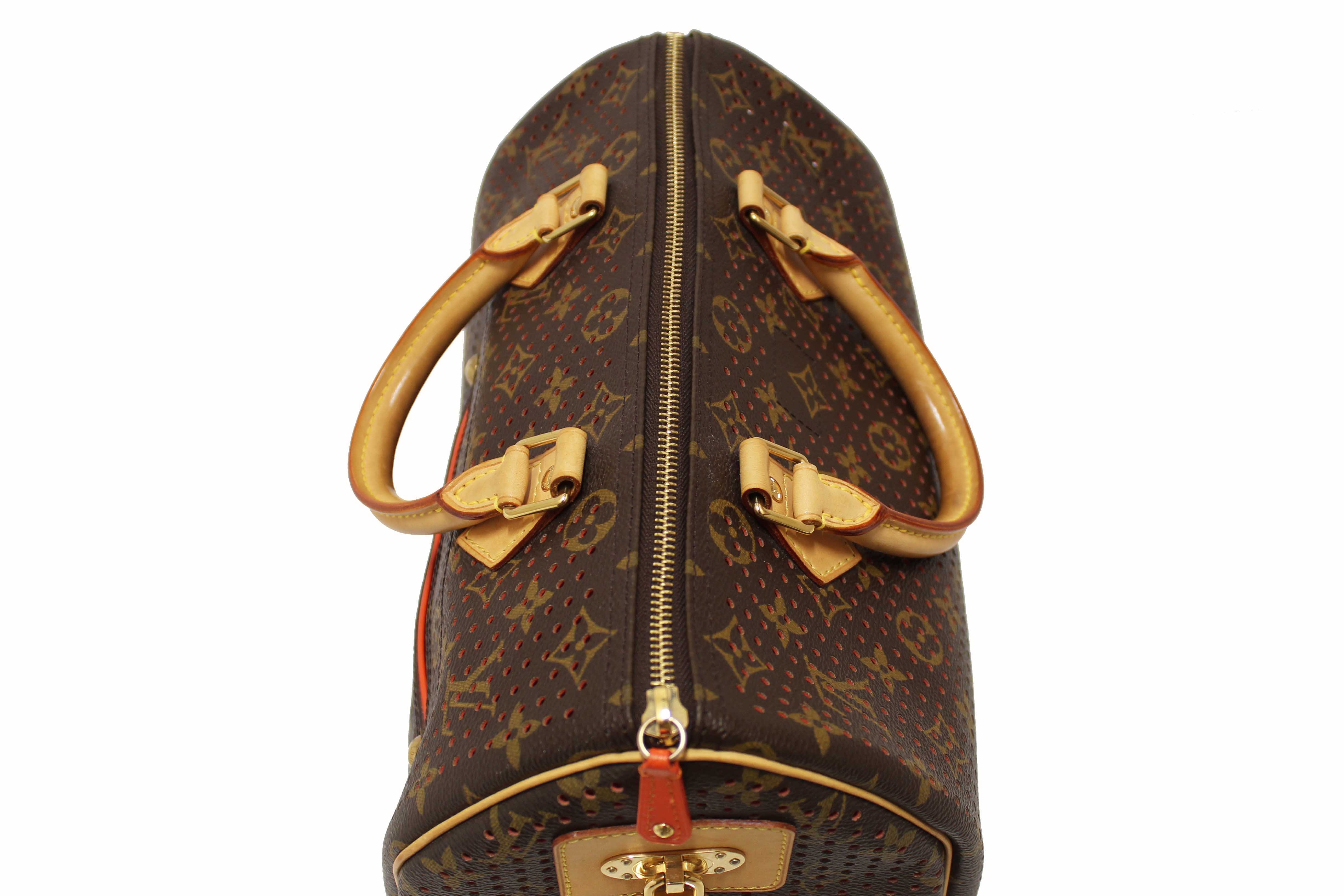 Authentic Louis Vuitton Limited Edition Orange Monogram Perforated Speedy 30 Handbag