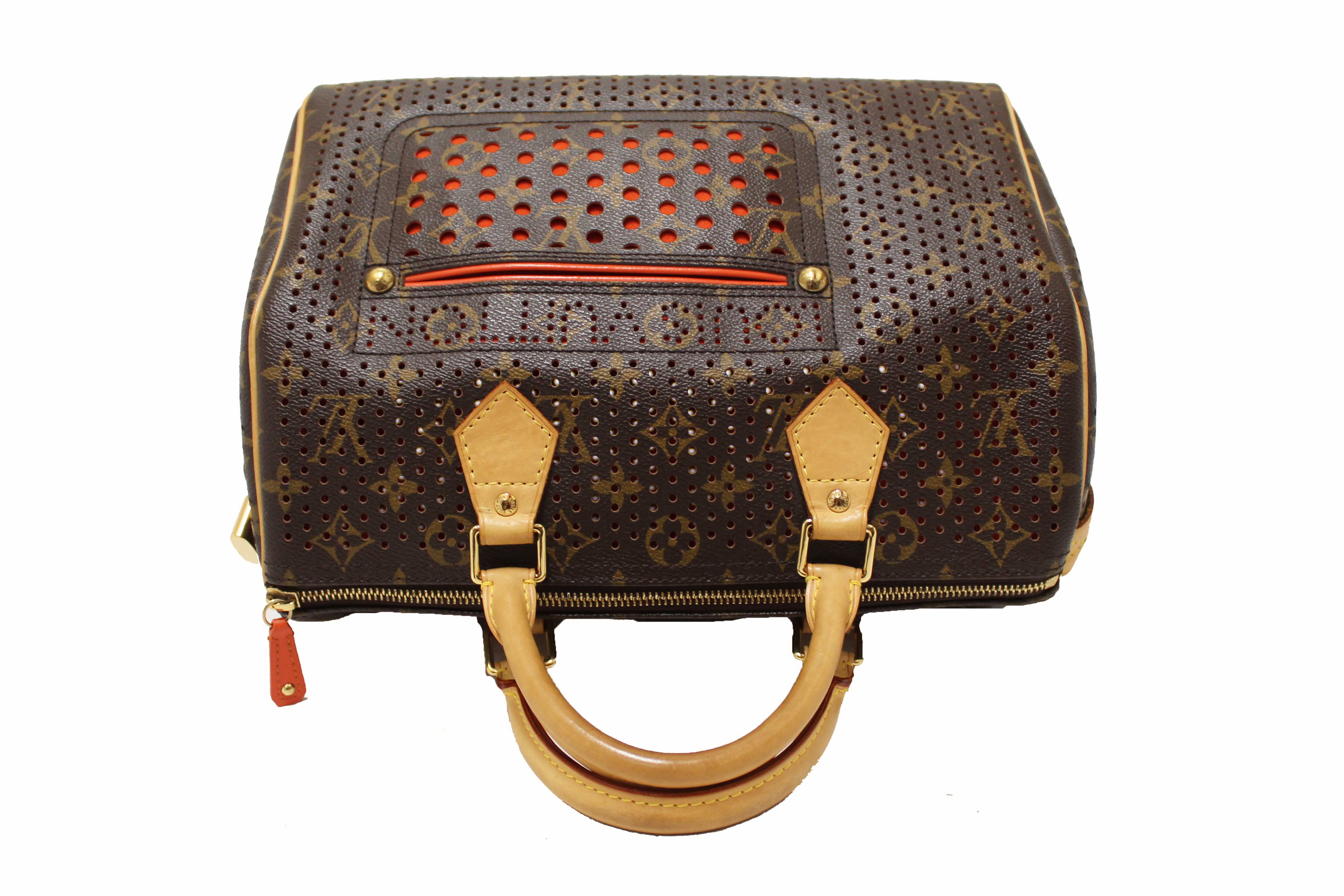 Authentic Louis Vuitton Limited Edition Orange Monogram Perforated Speedy 30 Handbag