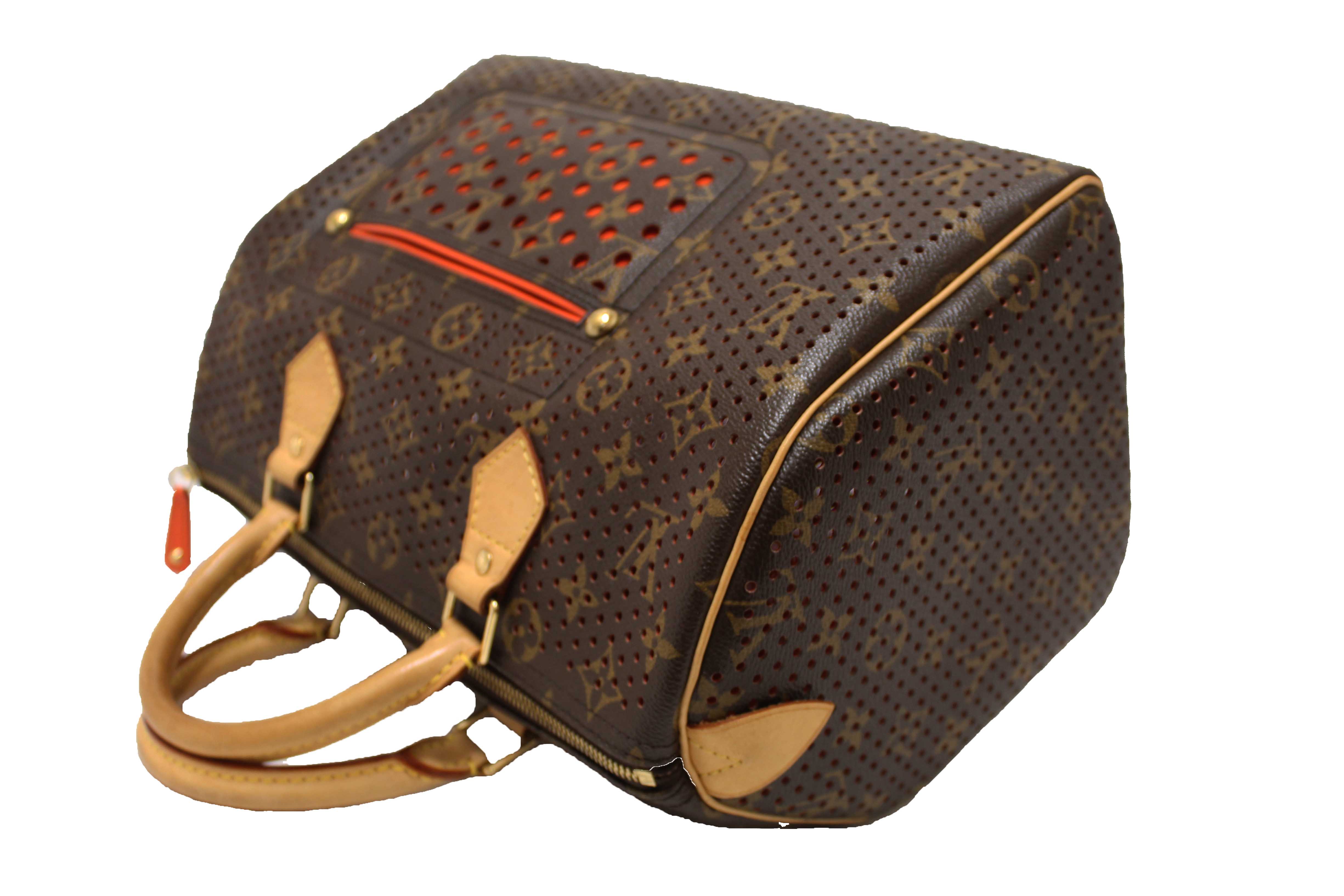Authentic Louis Vuitton Limited Edition Orange Monogram Perforated Speedy 30 Handbag