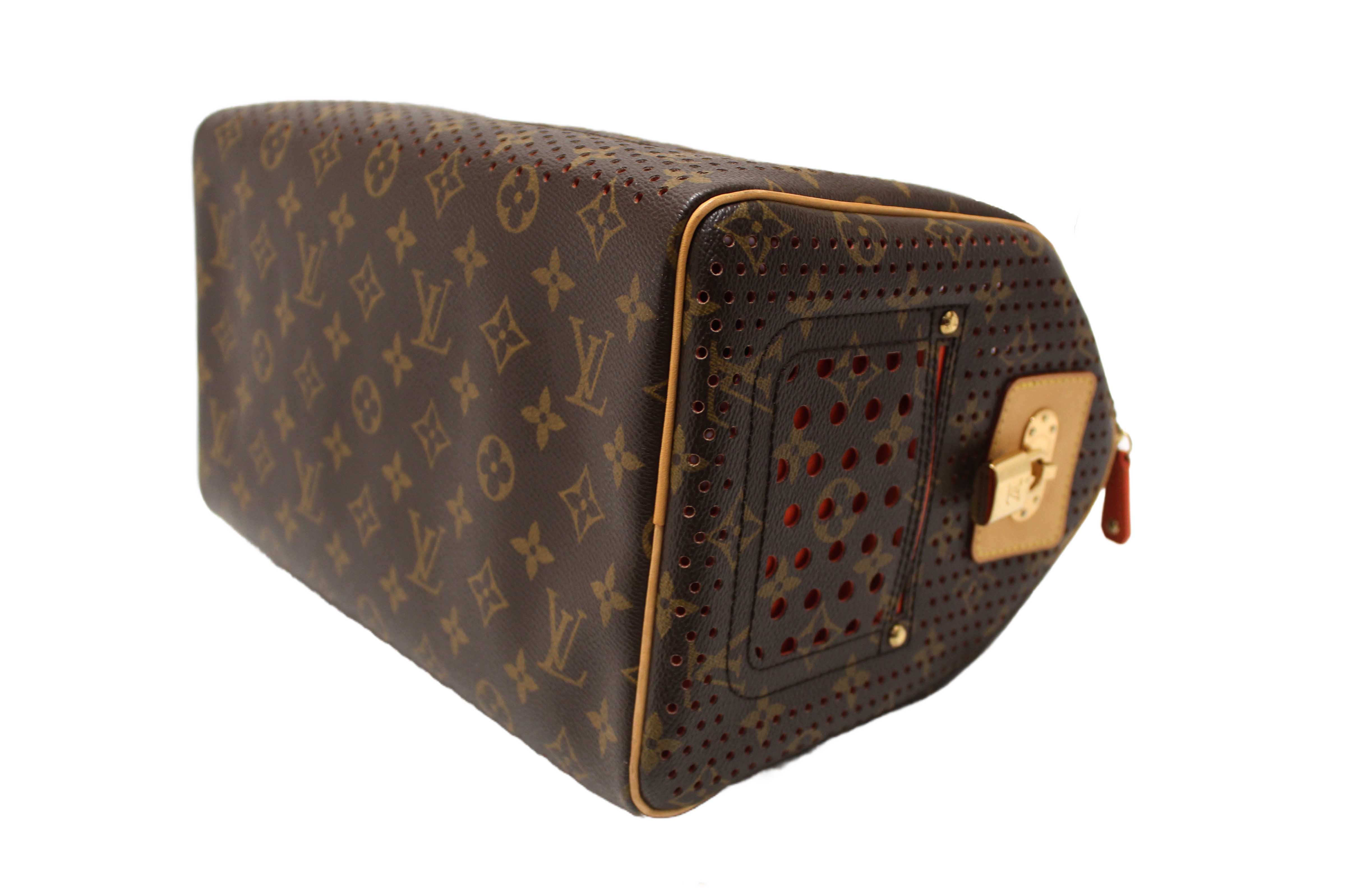 Authentic Louis Vuitton Limited Edition Orange Monogram Perforated Speedy 30 Handbag