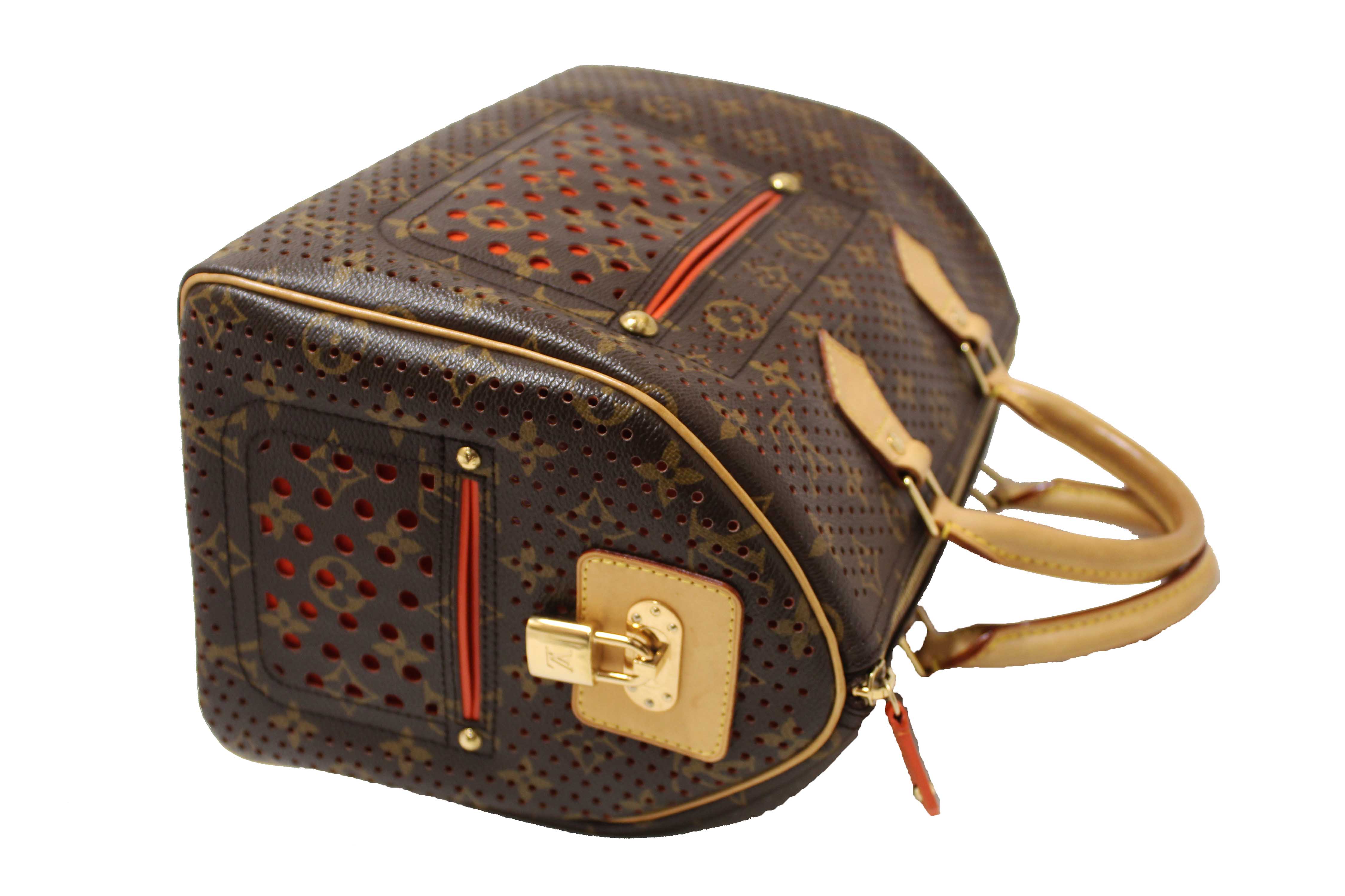 Authentic Louis Vuitton Limited Edition Orange Monogram Perforated Speedy 30 Handbag