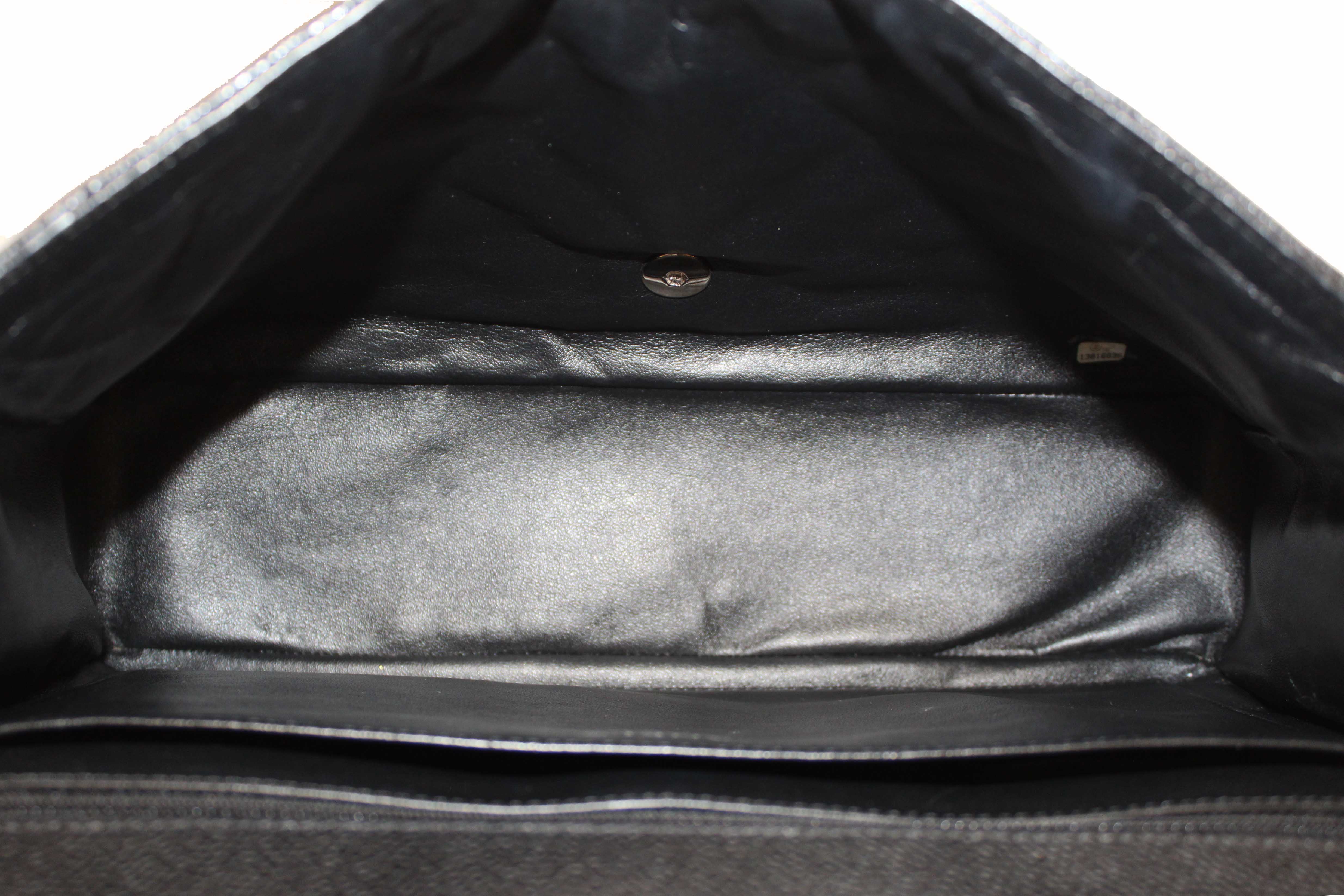 Authentic Chanel Classic Black Single Flap Caviar Leather Maxi Chain Shoulder Bag