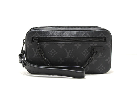 Authentic Louis Vuitton Monogram Eclipse Volga Pochette Clutch Bag