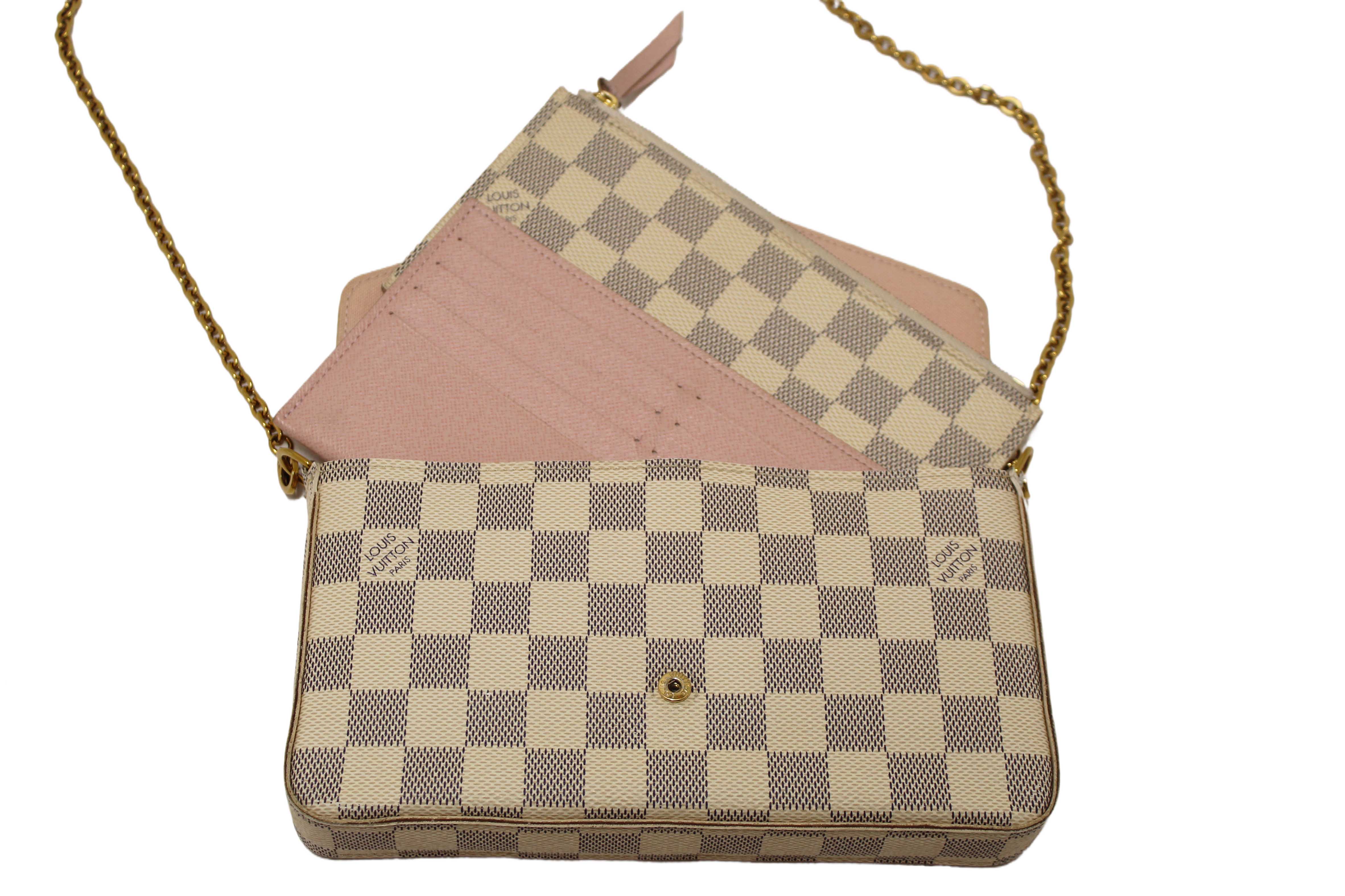 Authentic Louis Vuitton Damier Azur Felicie Pochette Crossbody Bag