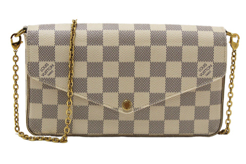 Authentic Louis Vuitton Damier Azur Felicie Pochette Crossbody Bag