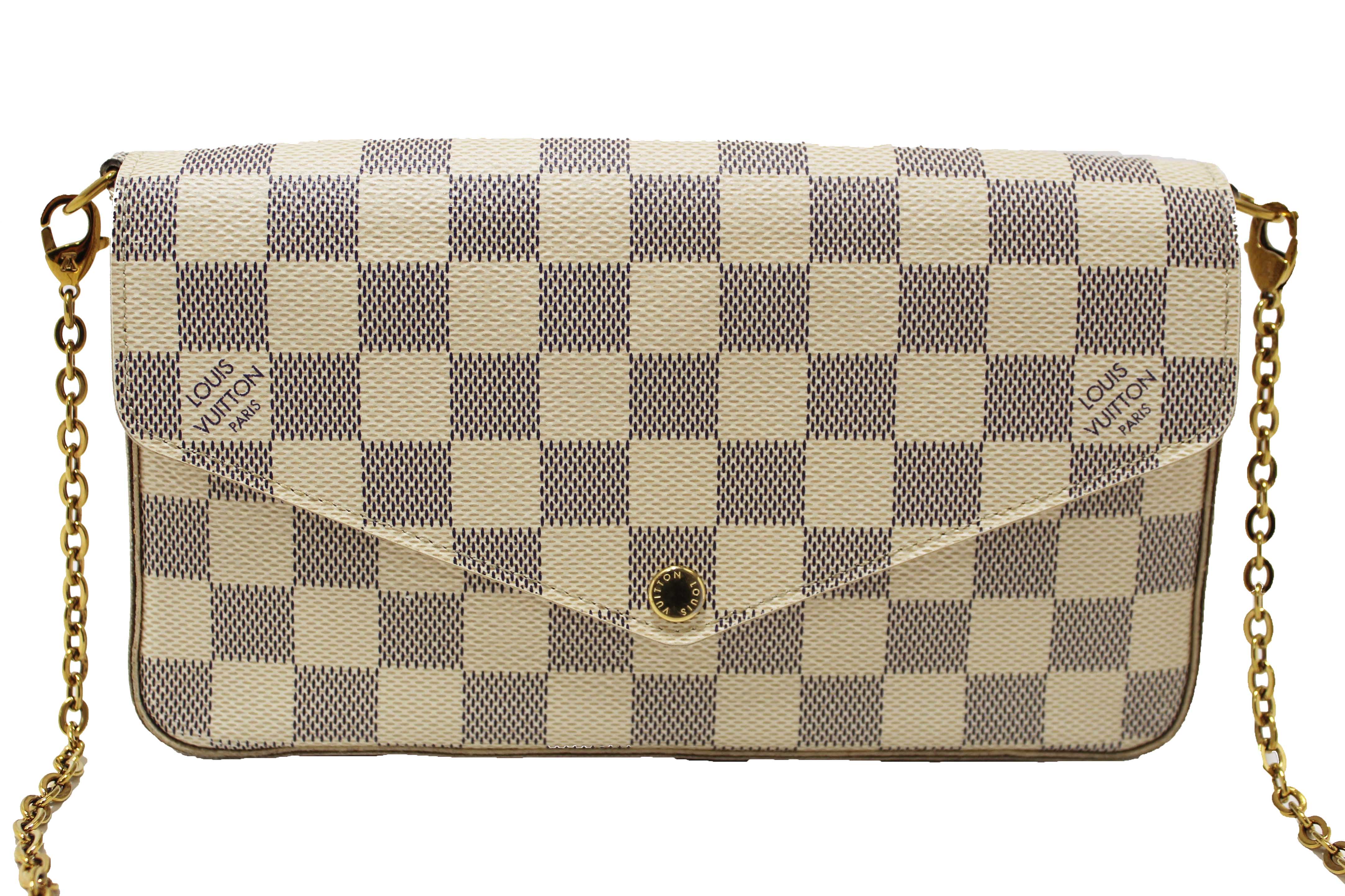 Authentic Louis Vuitton Damier Azur Felicie Pochette Crossbody Bag