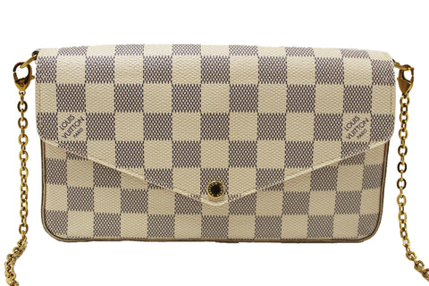Authentic Louis Vuitton Damier Azur Felicie Pochette Crossbody Bag