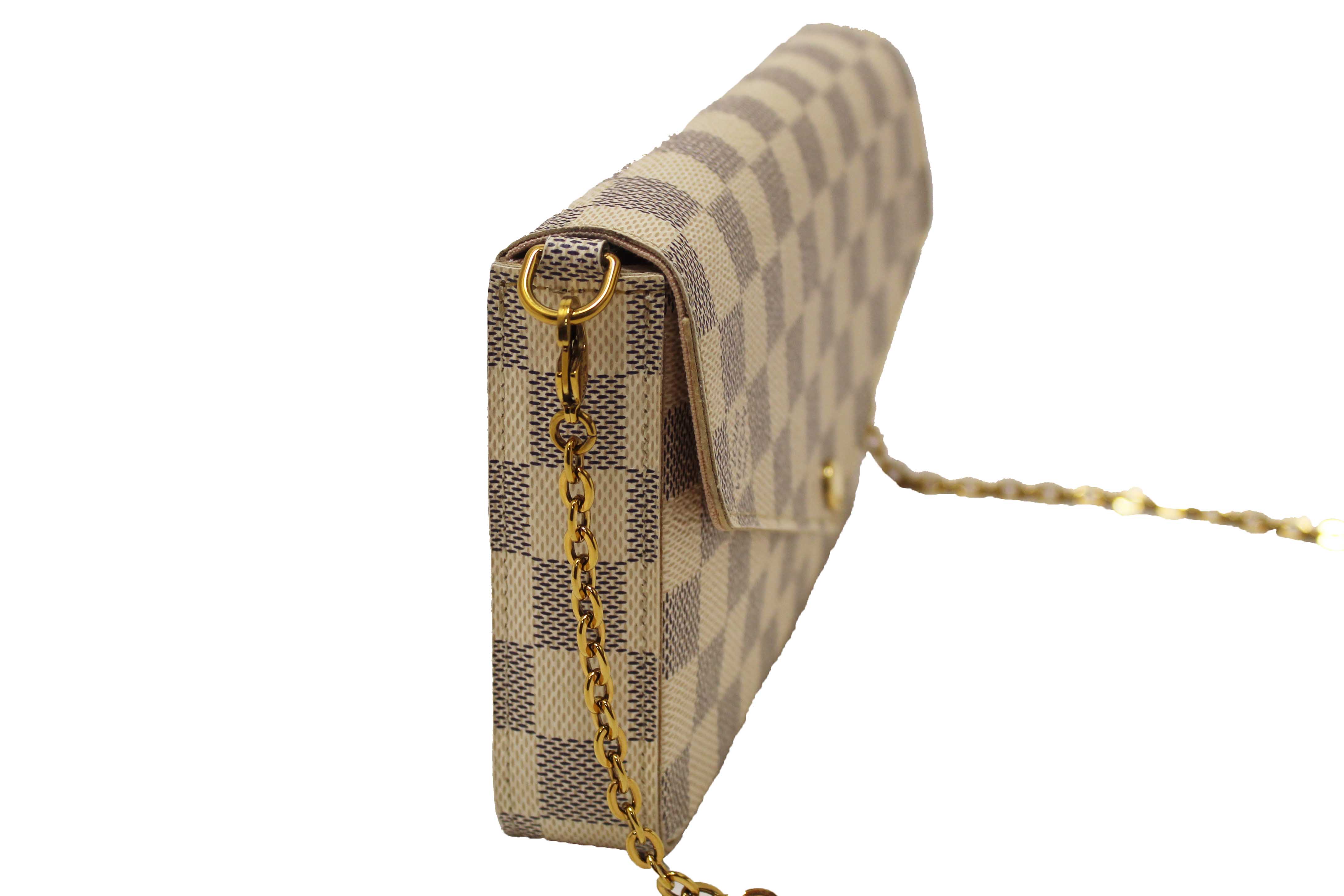 Authentic Louis Vuitton Damier Azur Felicie Pochette Crossbody Bag
