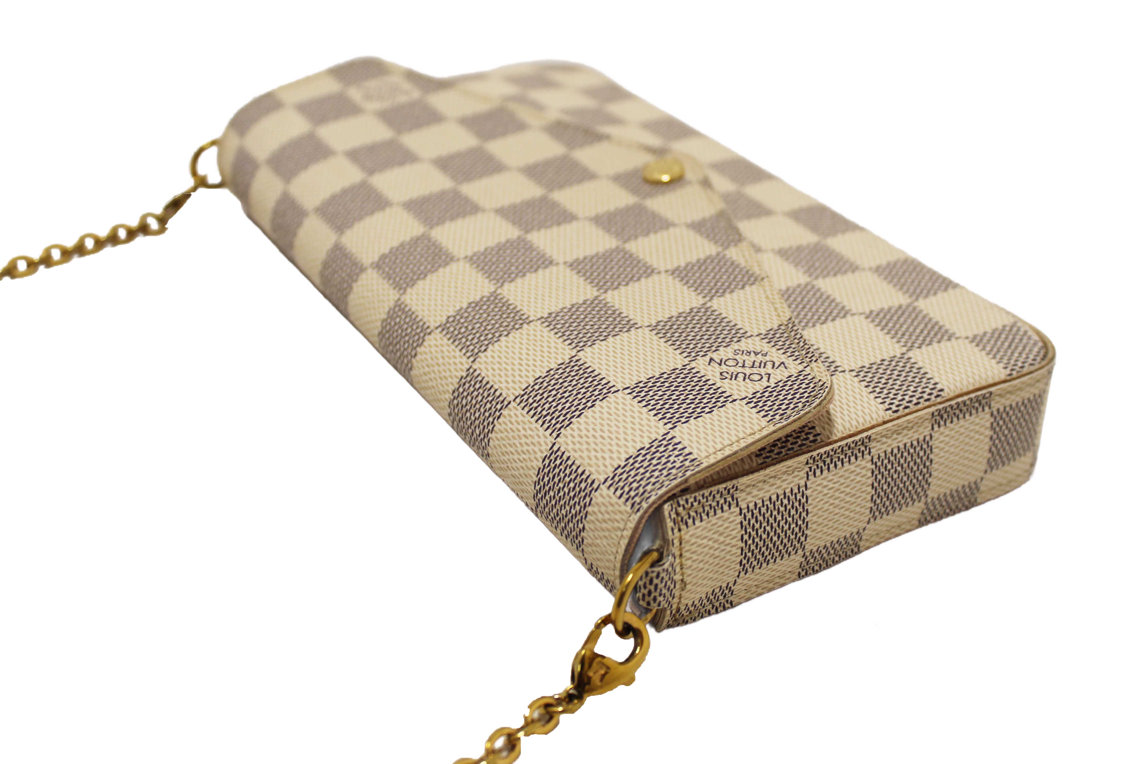 Authentic Louis Vuitton Damier Azur Felicie Pochette Crossbody Bag