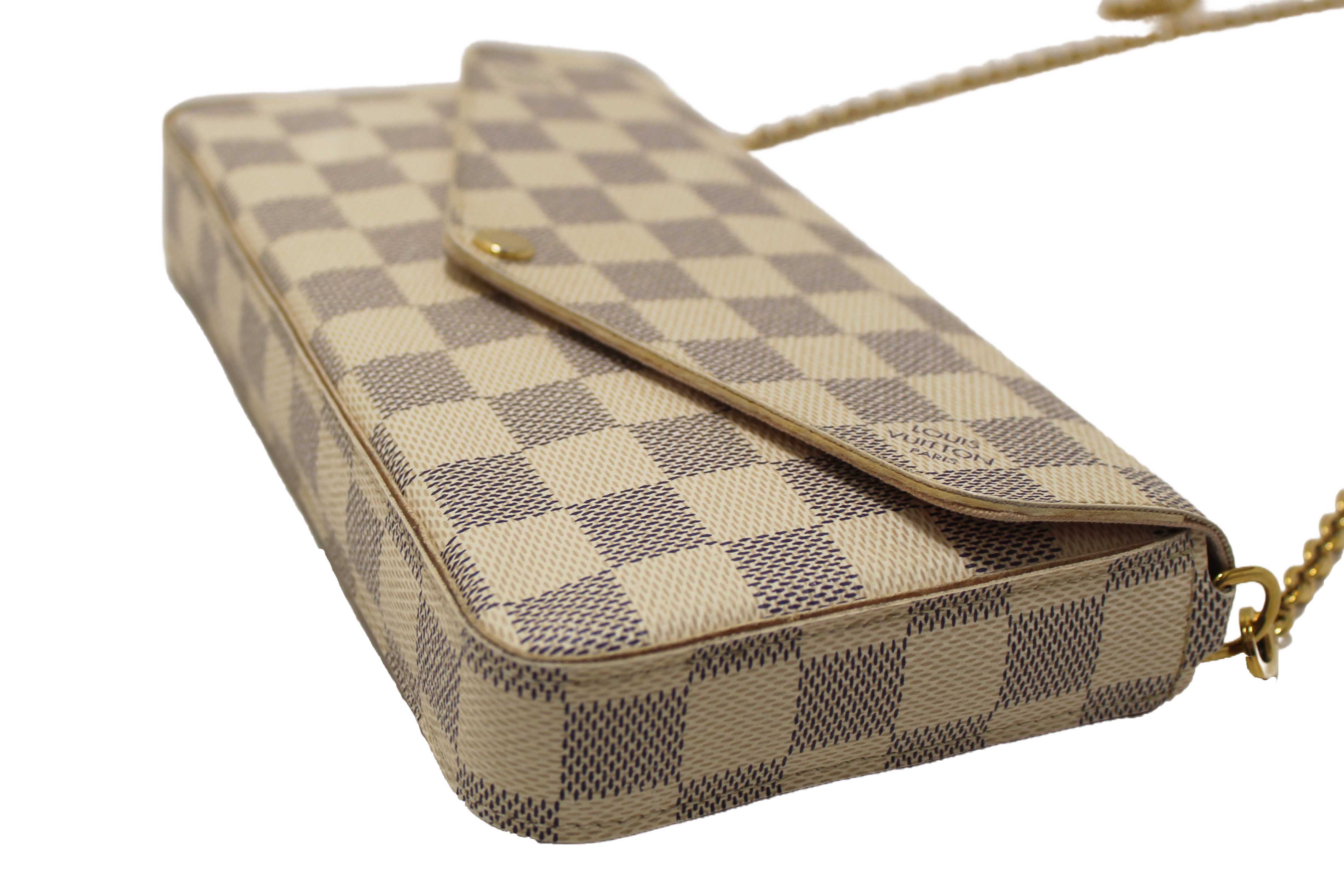 Authentic Louis Vuitton Damier Azur Felicie Pochette Crossbody Bag