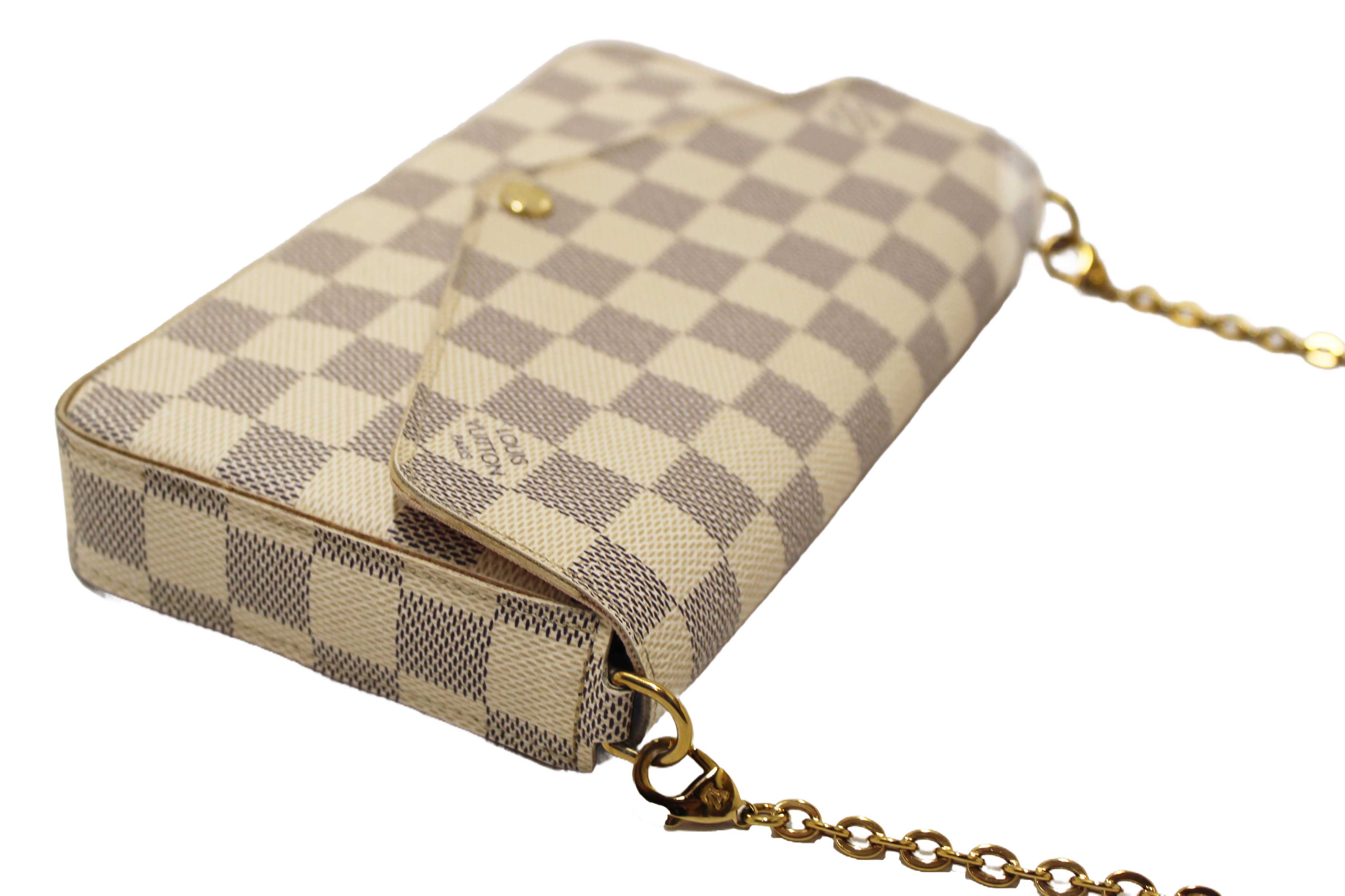 Authentic Louis Vuitton Damier Azur Felicie Pochette Crossbody Bag
