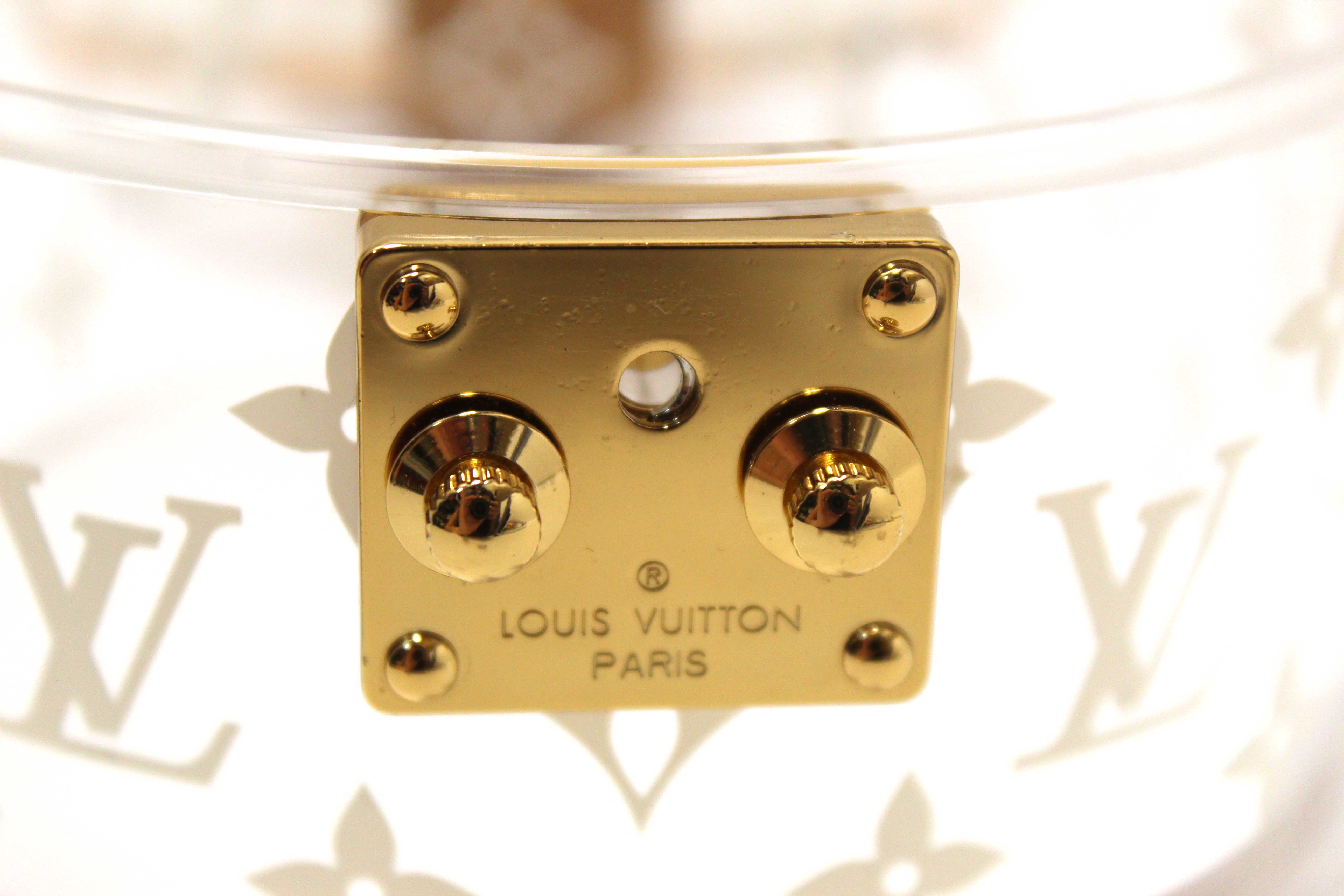 Authentic Louis Vuitton Monogram Print Transparent Plexiglass Scott Box