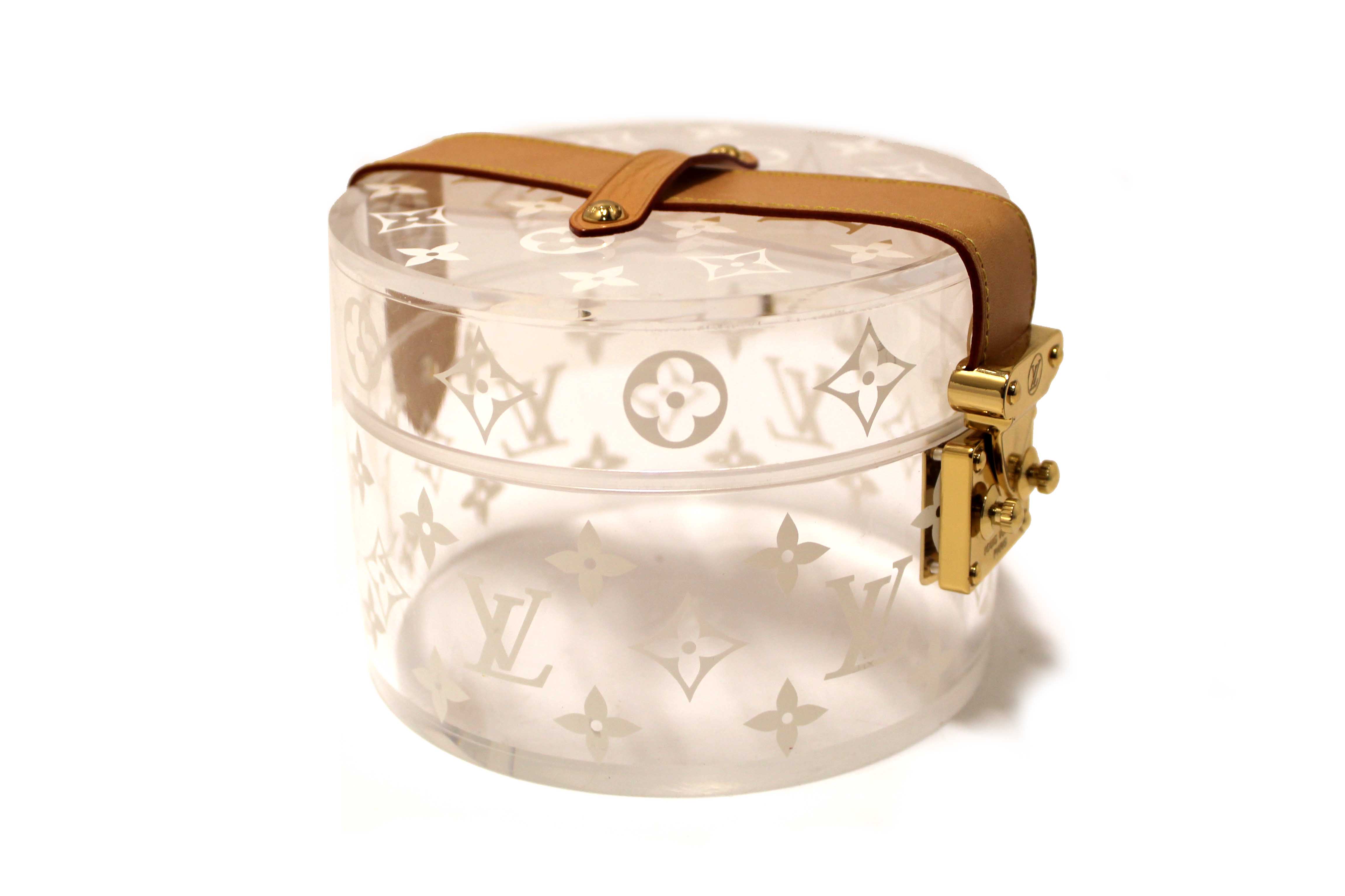 Authentic Louis Vuitton Monogram Print Transparent Plexiglass Scott Box