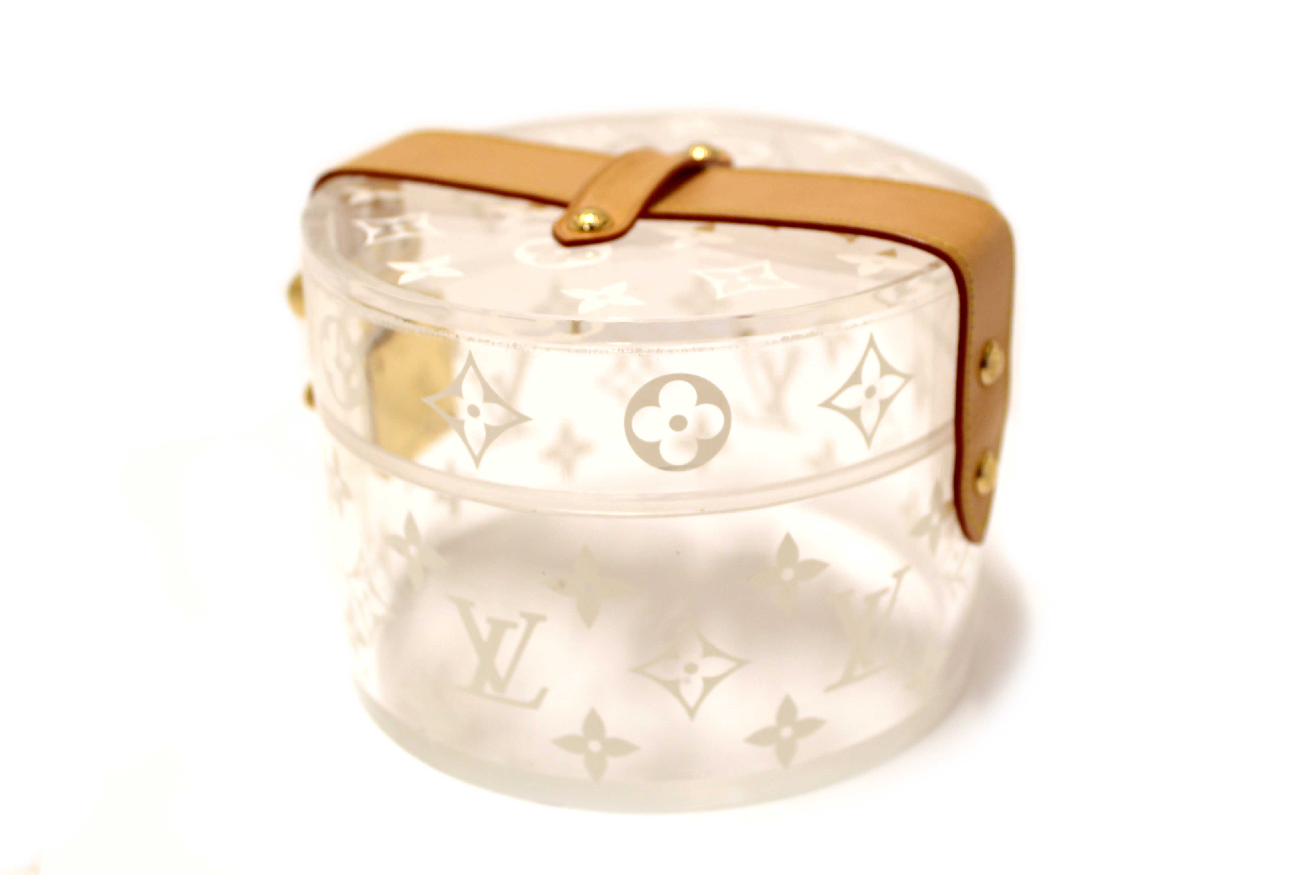 Authentic Louis Vuitton Monogram Print Transparent Plexiglass Scott Box
