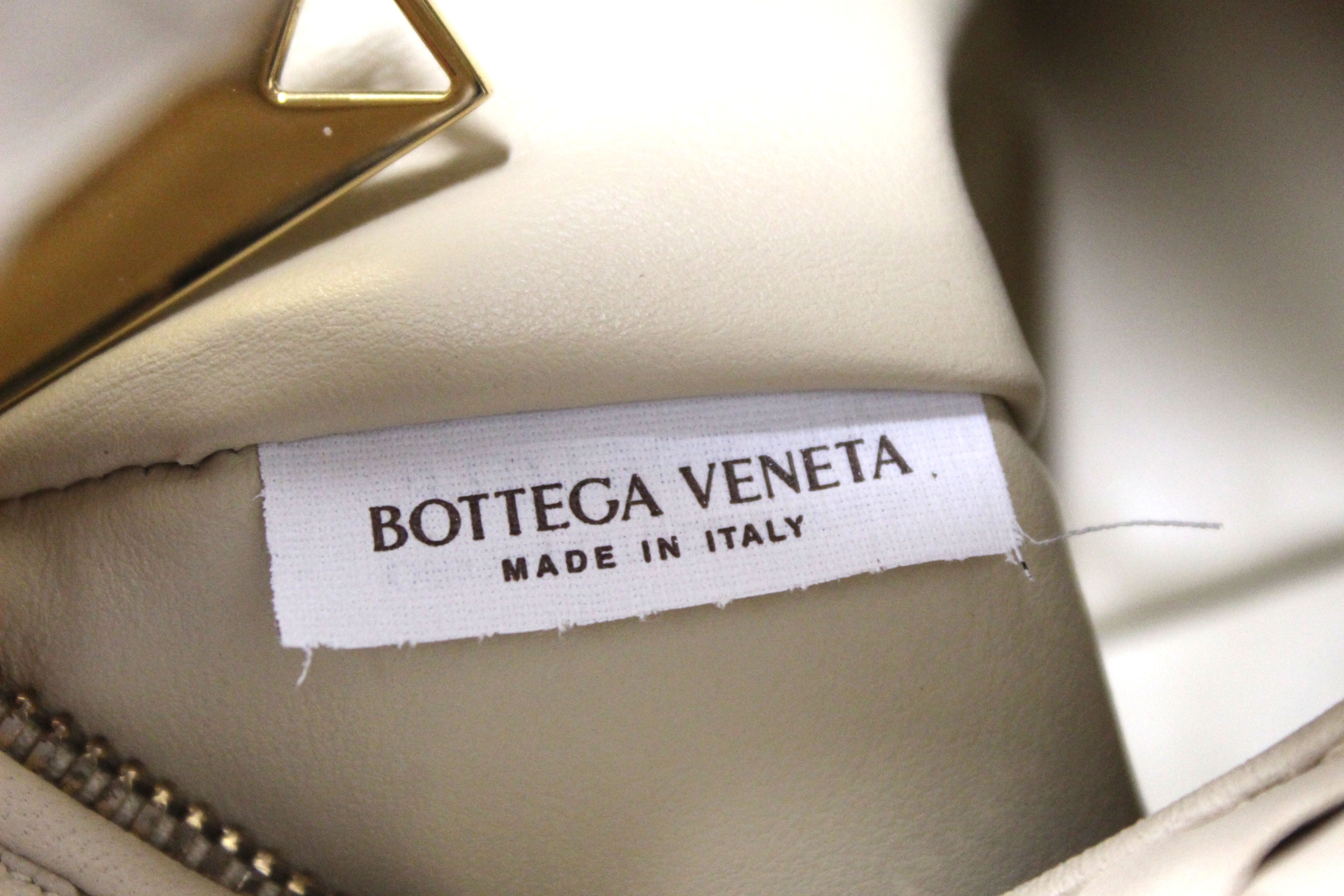 Authentic Bottega Veneta Beige Lambskin Leather Mini Jodie Handbag