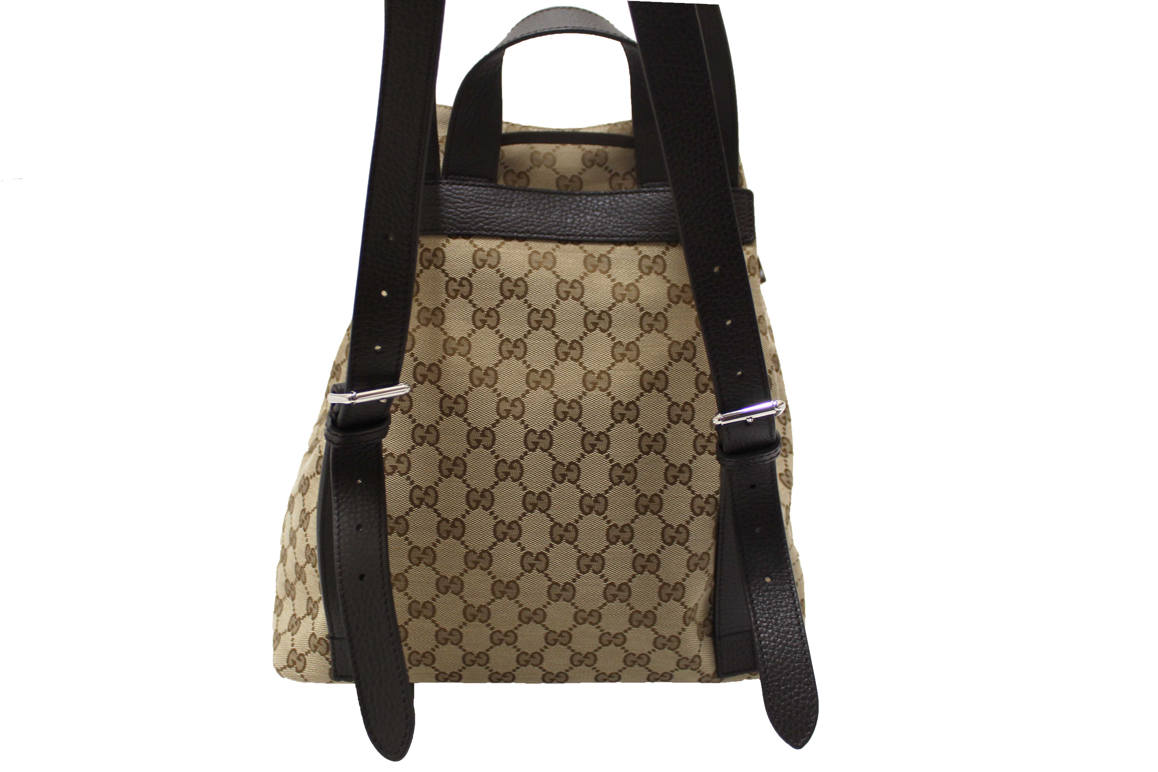 Authentic Gucci Beige GG Canvas Drawstring Medium Backpack 449175