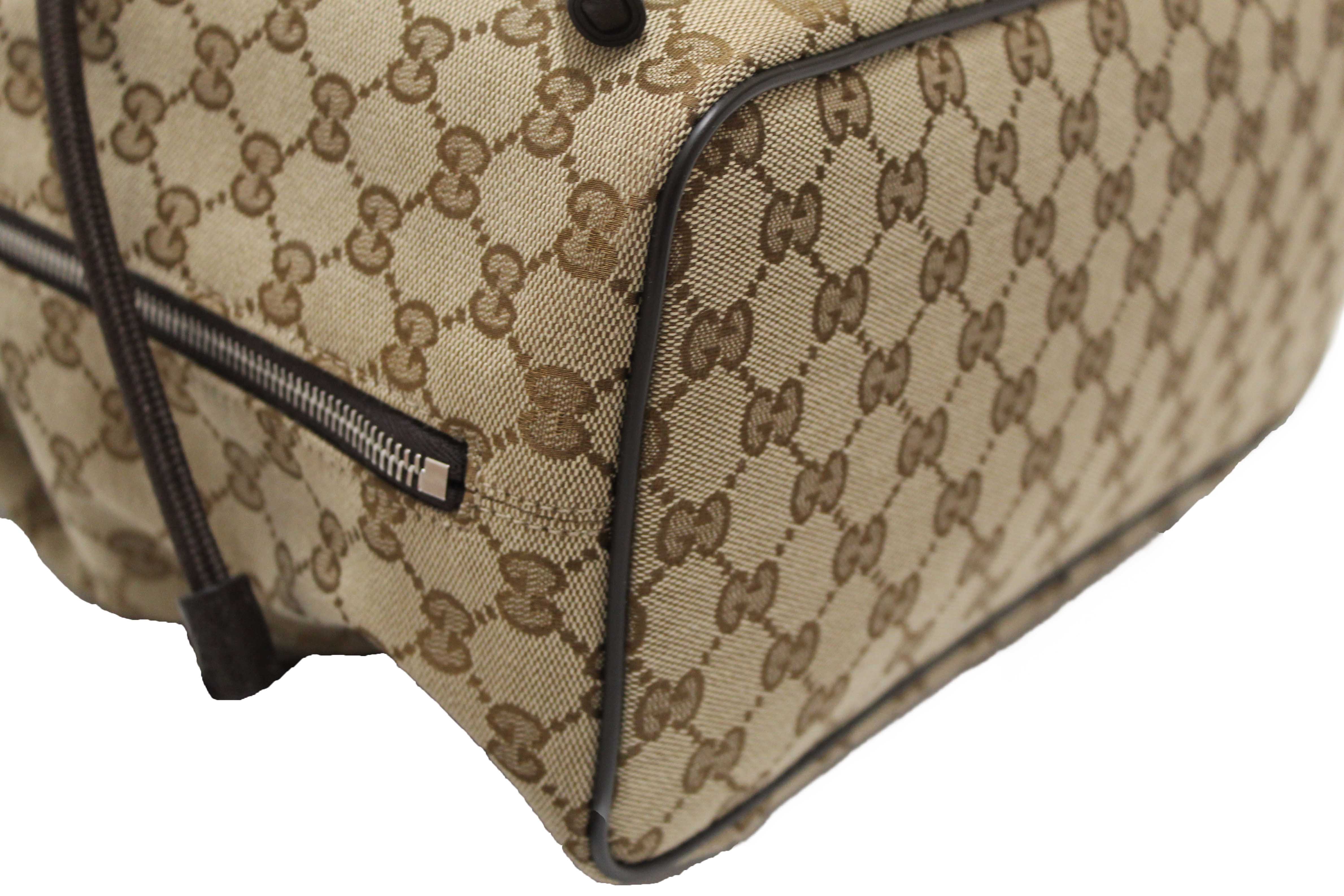 Authentic Gucci Beige GG Canvas Drawstring Medium Backpack 449175