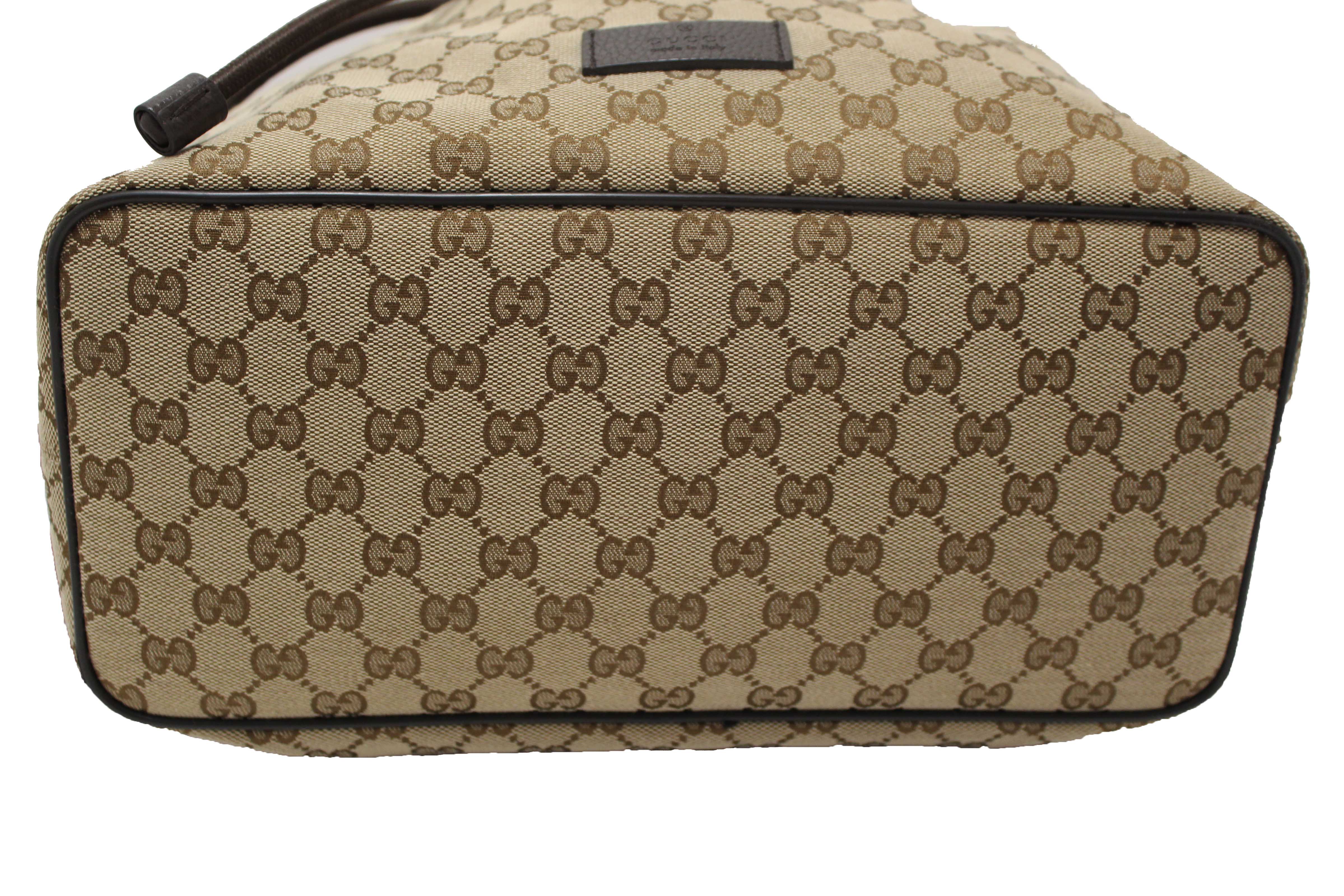 Authentic Gucci Beige GG Canvas Drawstring Medium Backpack 449175