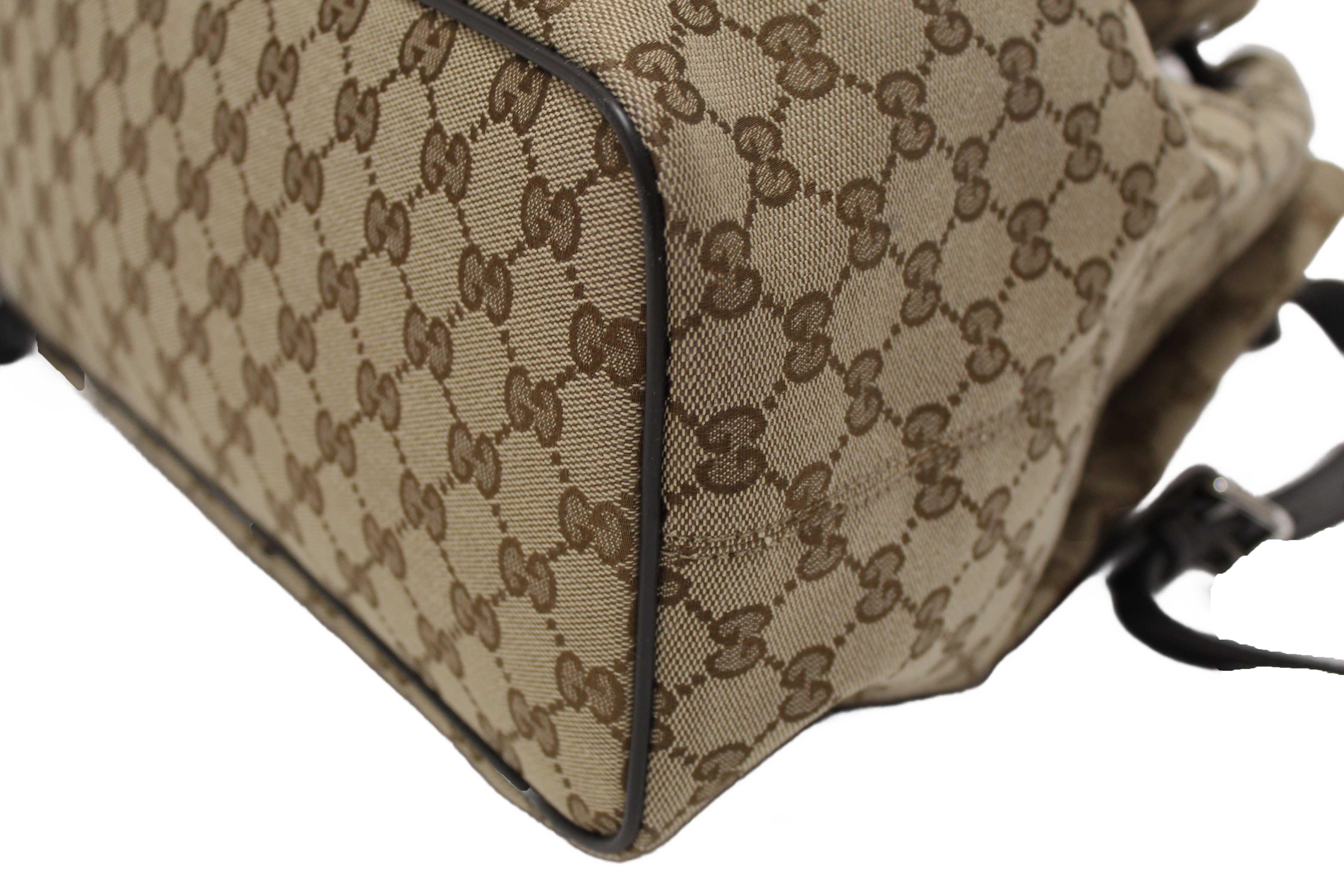 Authentic Gucci Beige GG Canvas Drawstring Medium Backpack 449175