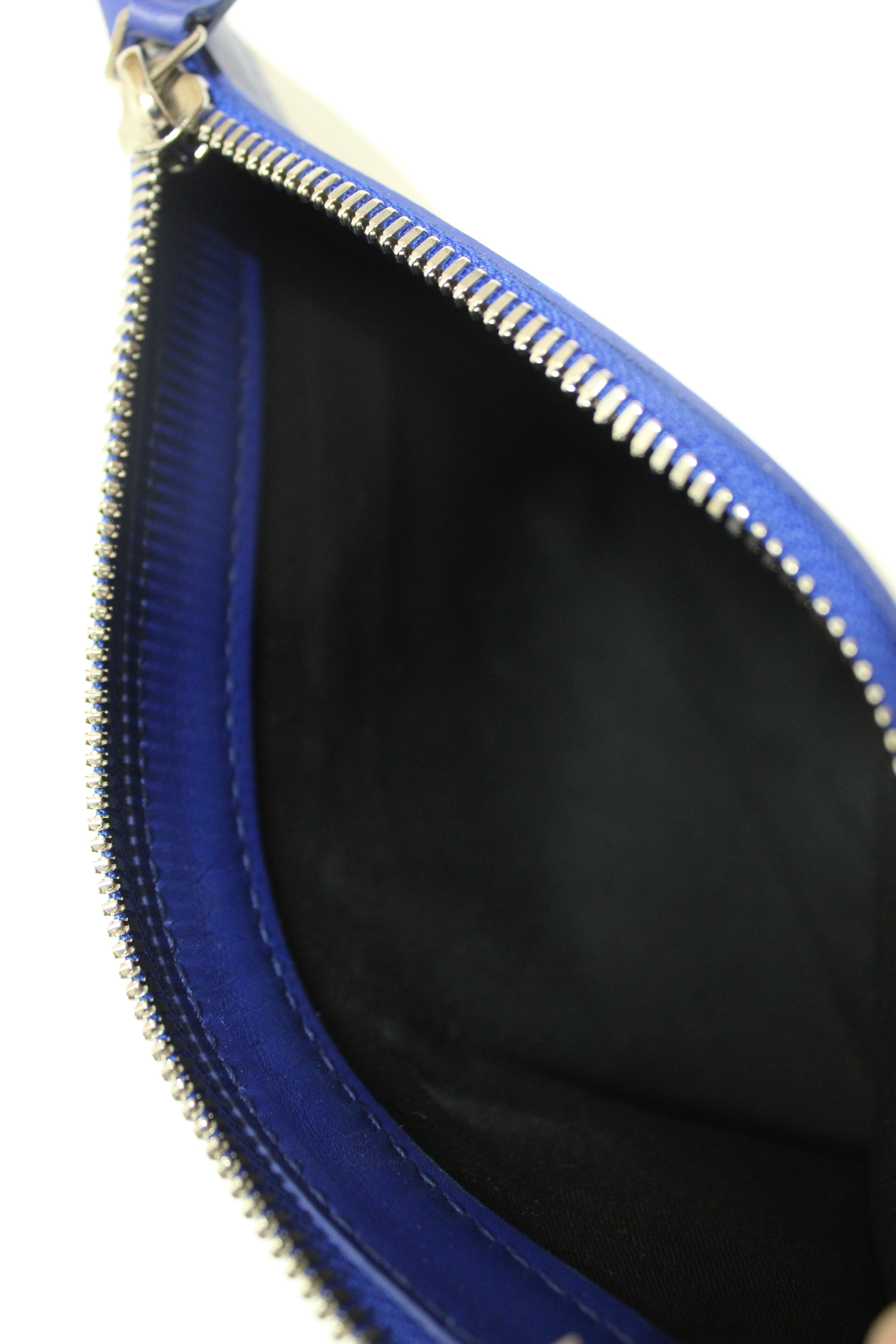 Authentic Balenciaga Blue Leather and White Canvas Small Cabas Tote Bag