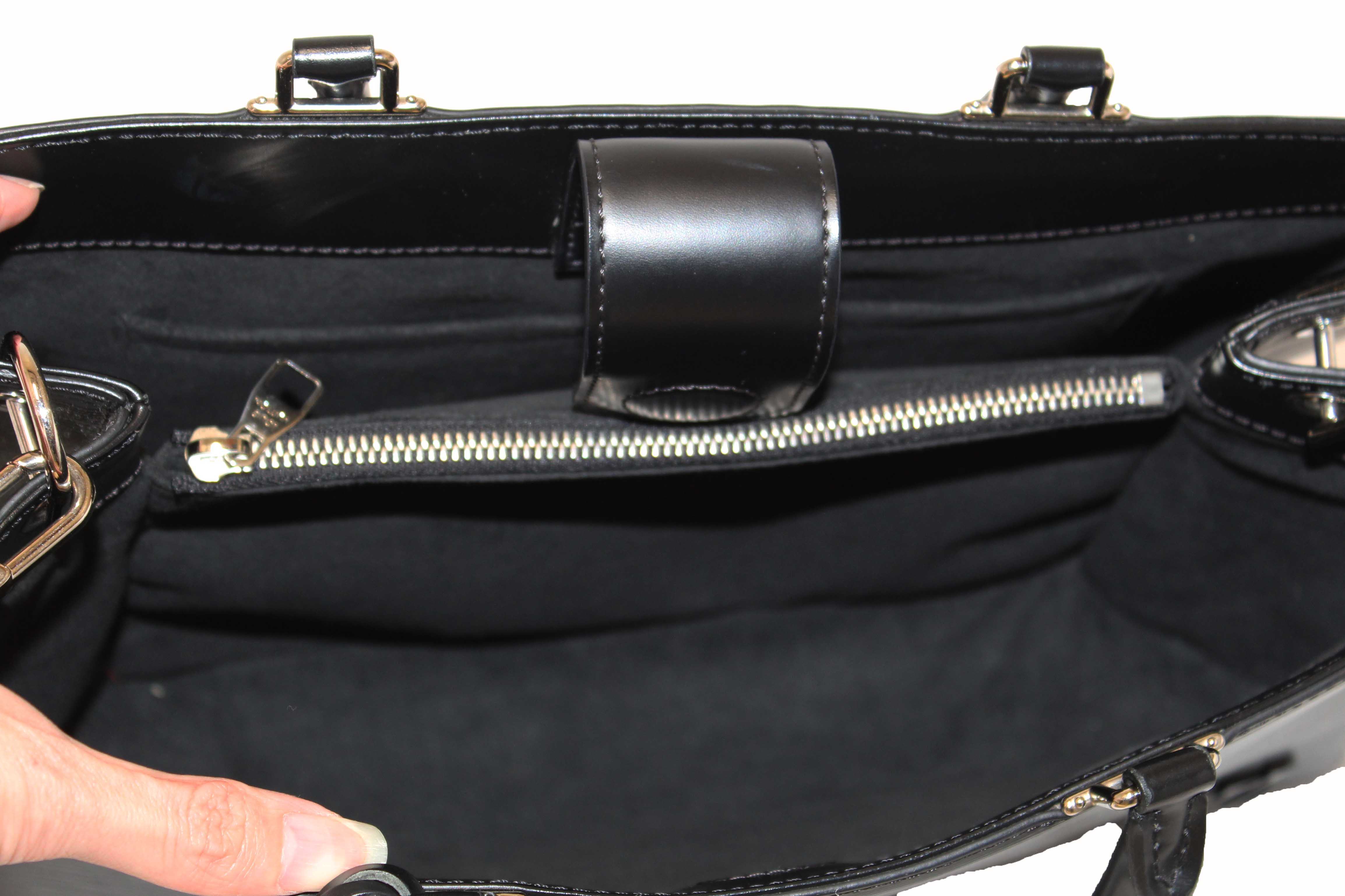 Authentic Louis Vuitton Black Epi Leather Kleber MM Tote Bag