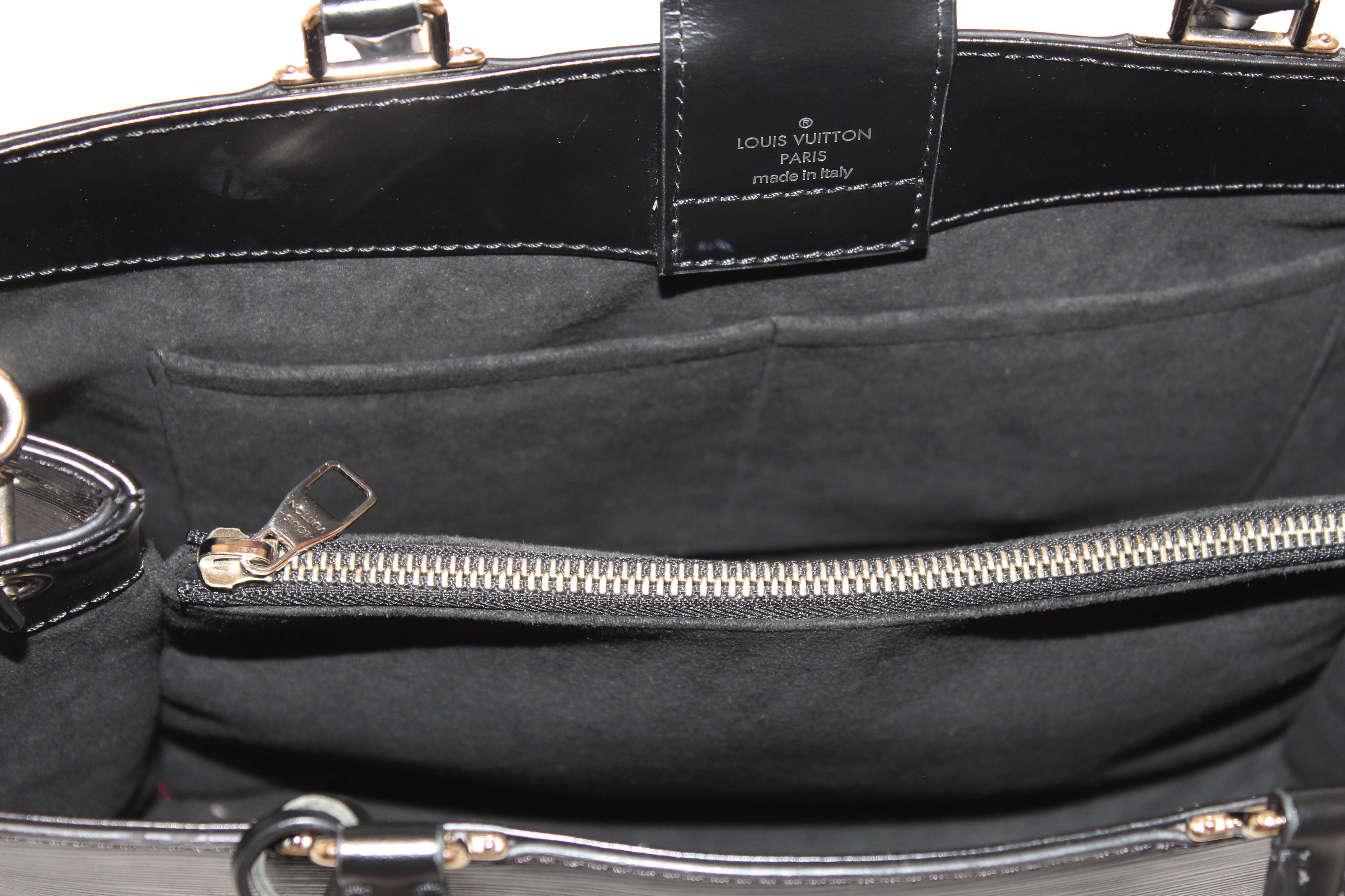 Authentic Louis Vuitton Black Epi Leather Kleber MM Tote Bag