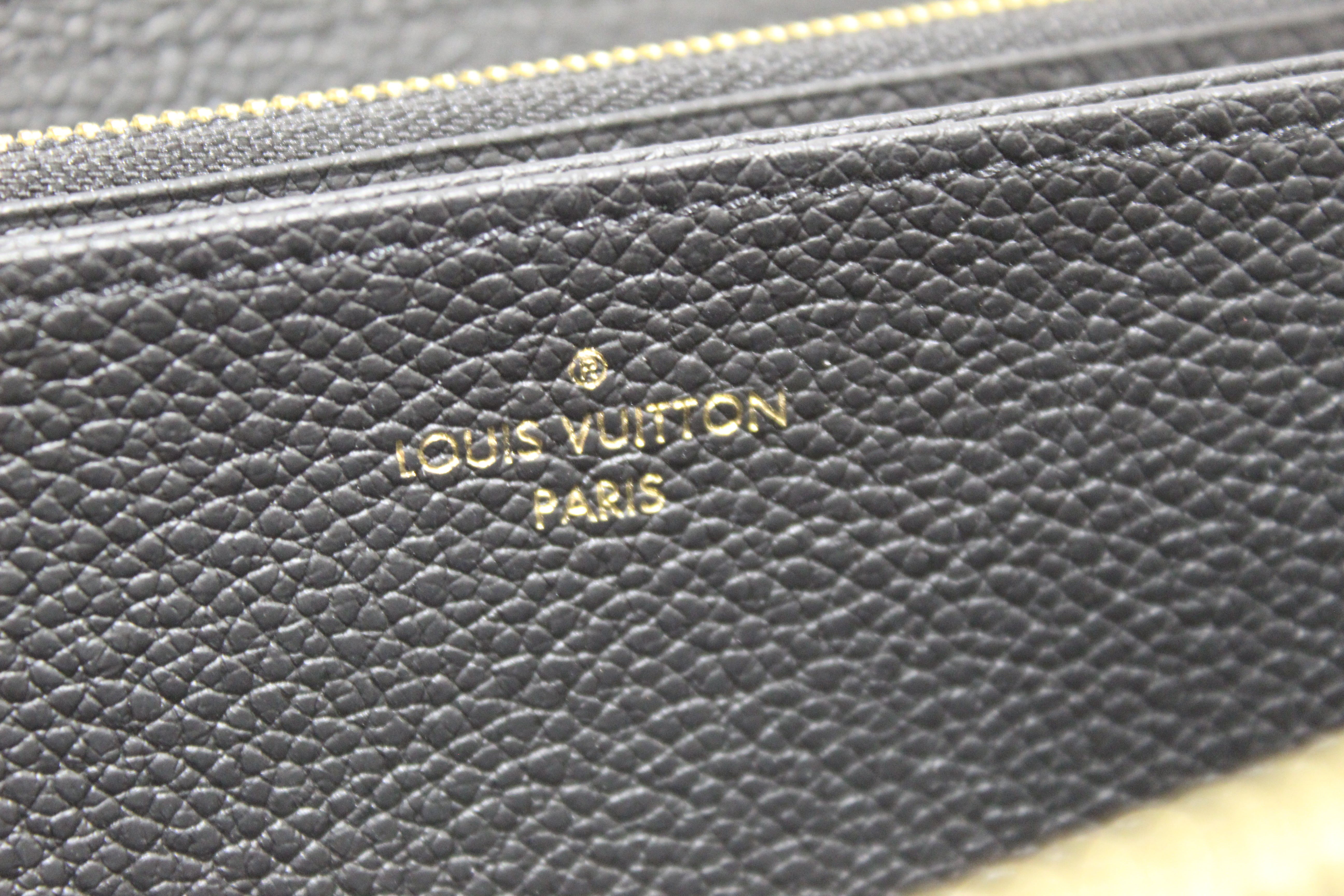 Authentic Louis Vuitton Beige/ Black Bicolor Monogram Empreinte Leather Long Zippy Wallet