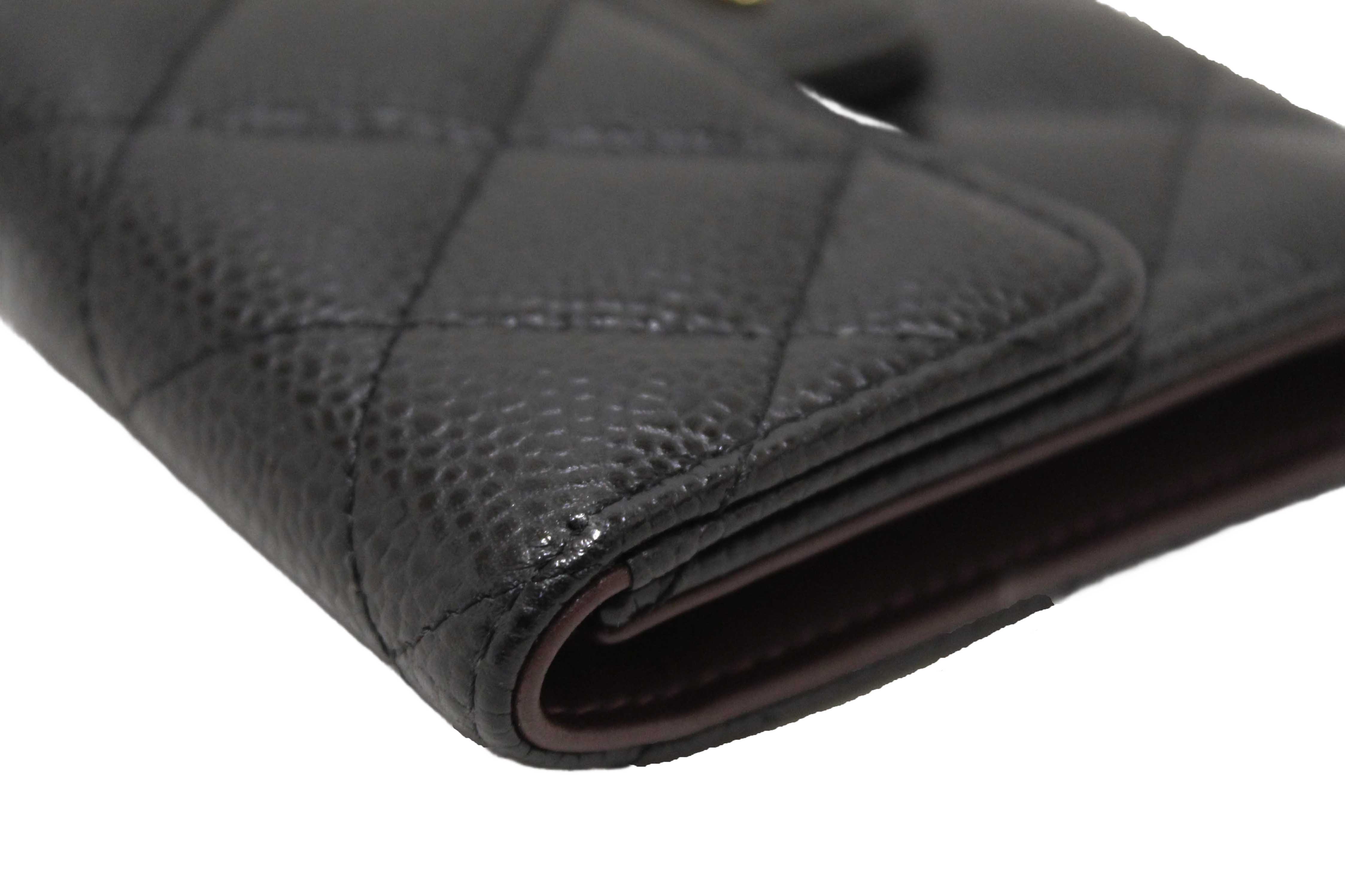 Authentic Chanel Black Quilted Caviar Leather Classic Small Flap W