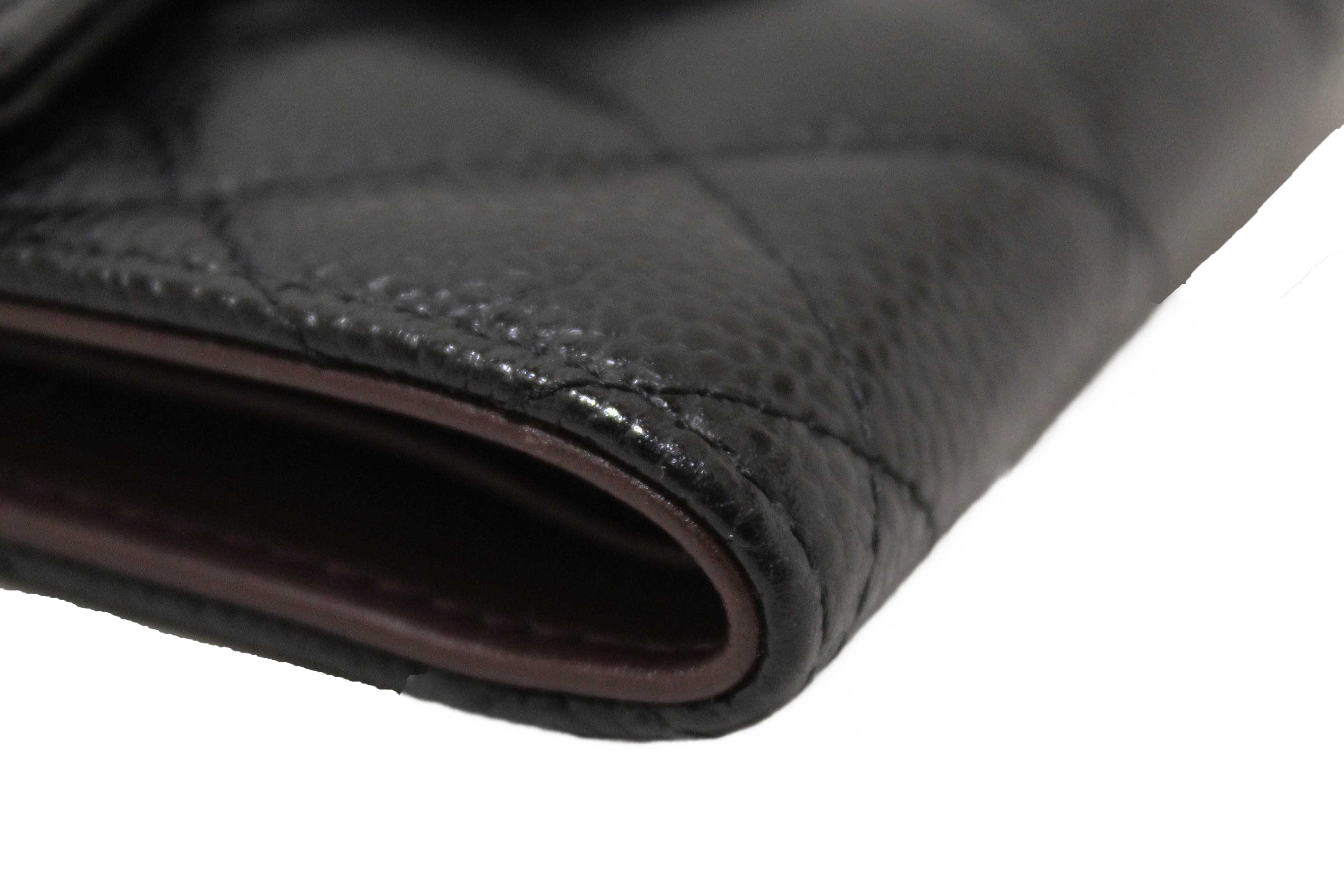Authentic Chanel Black Quilted Caviar Leather Classic Small Flap W