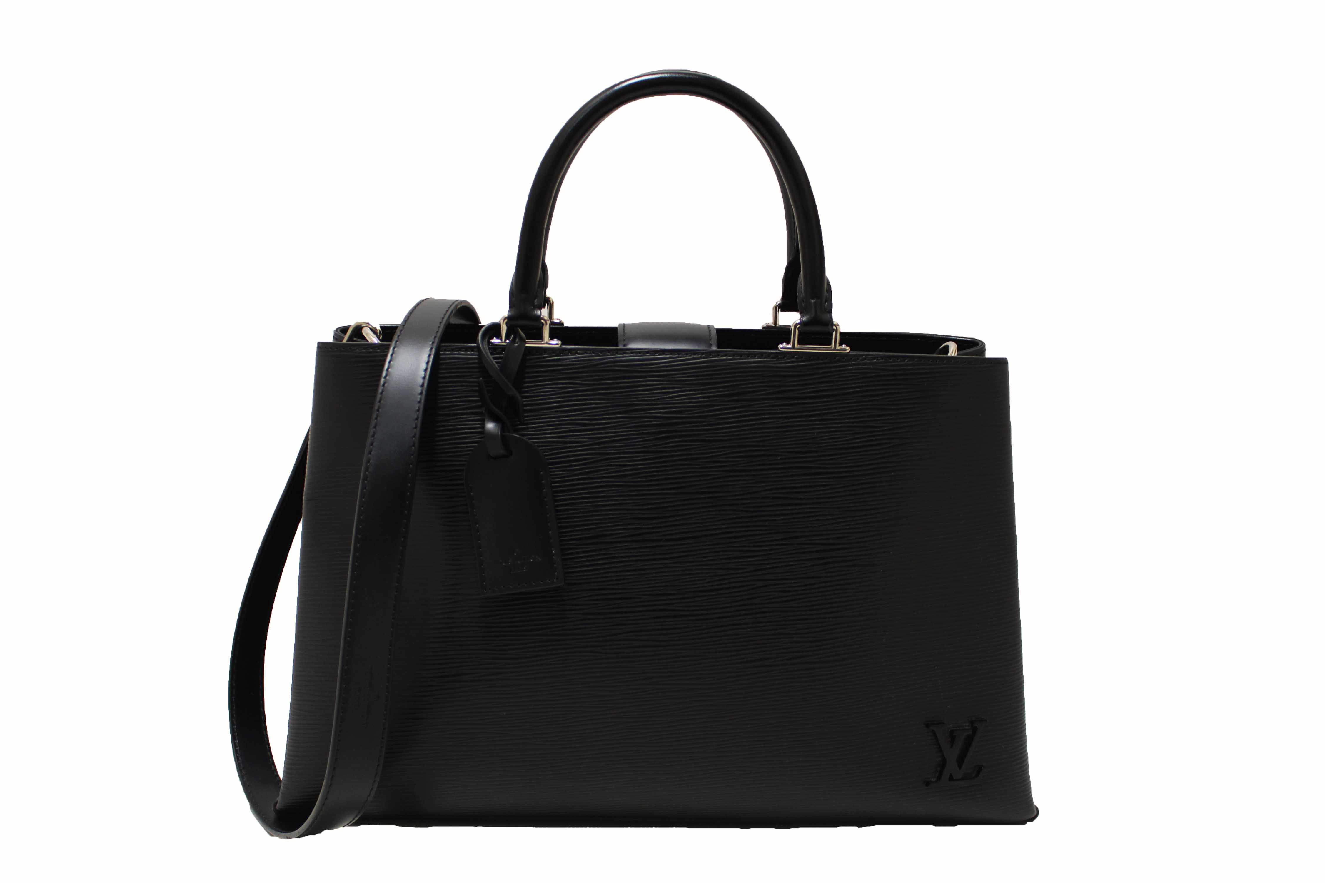 Authentic Louis Vuitton Black Epi Leather Kleber MM Tote Bag
