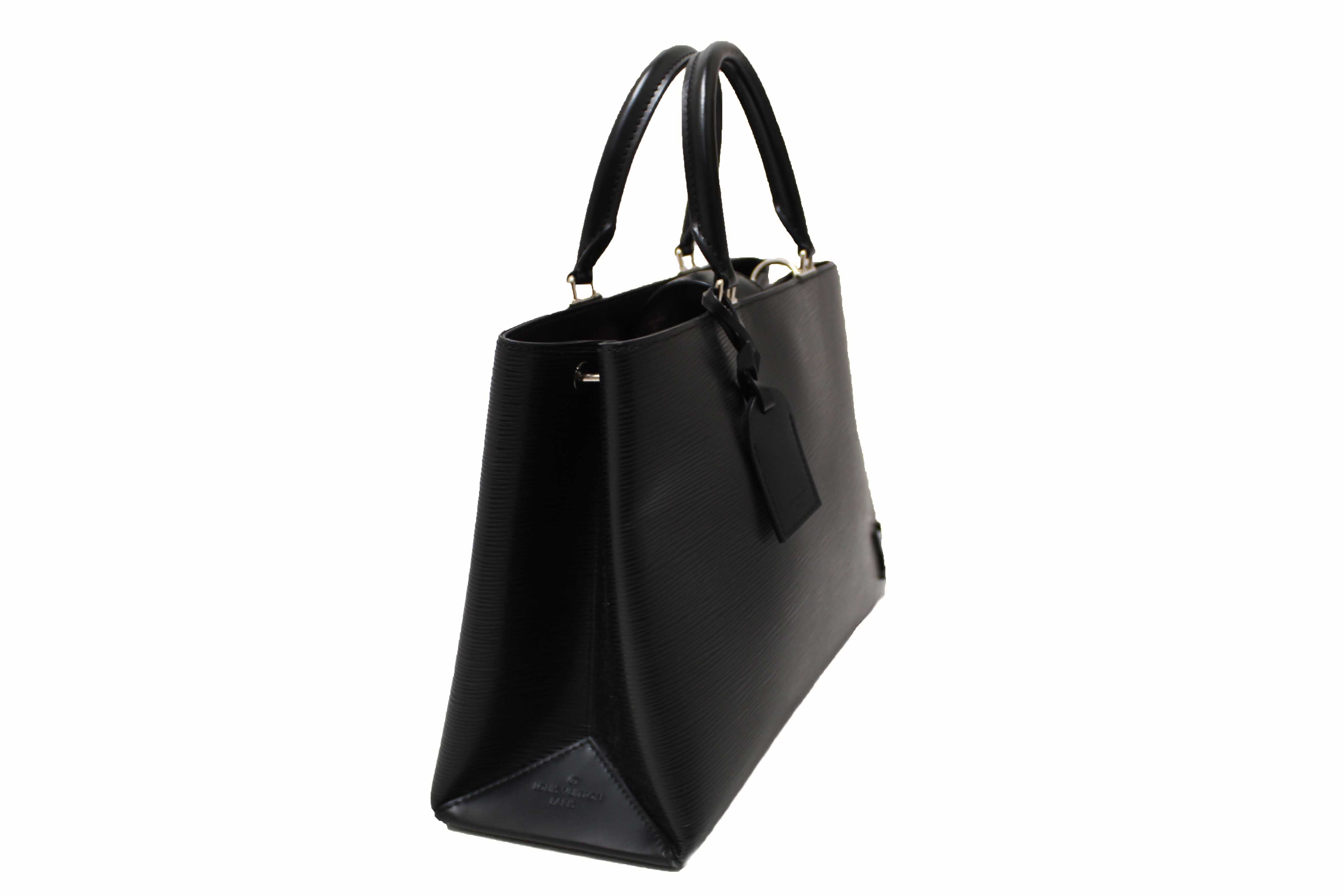Authentic Louis Vuitton Black Epi Leather Kleber MM Tote Bag