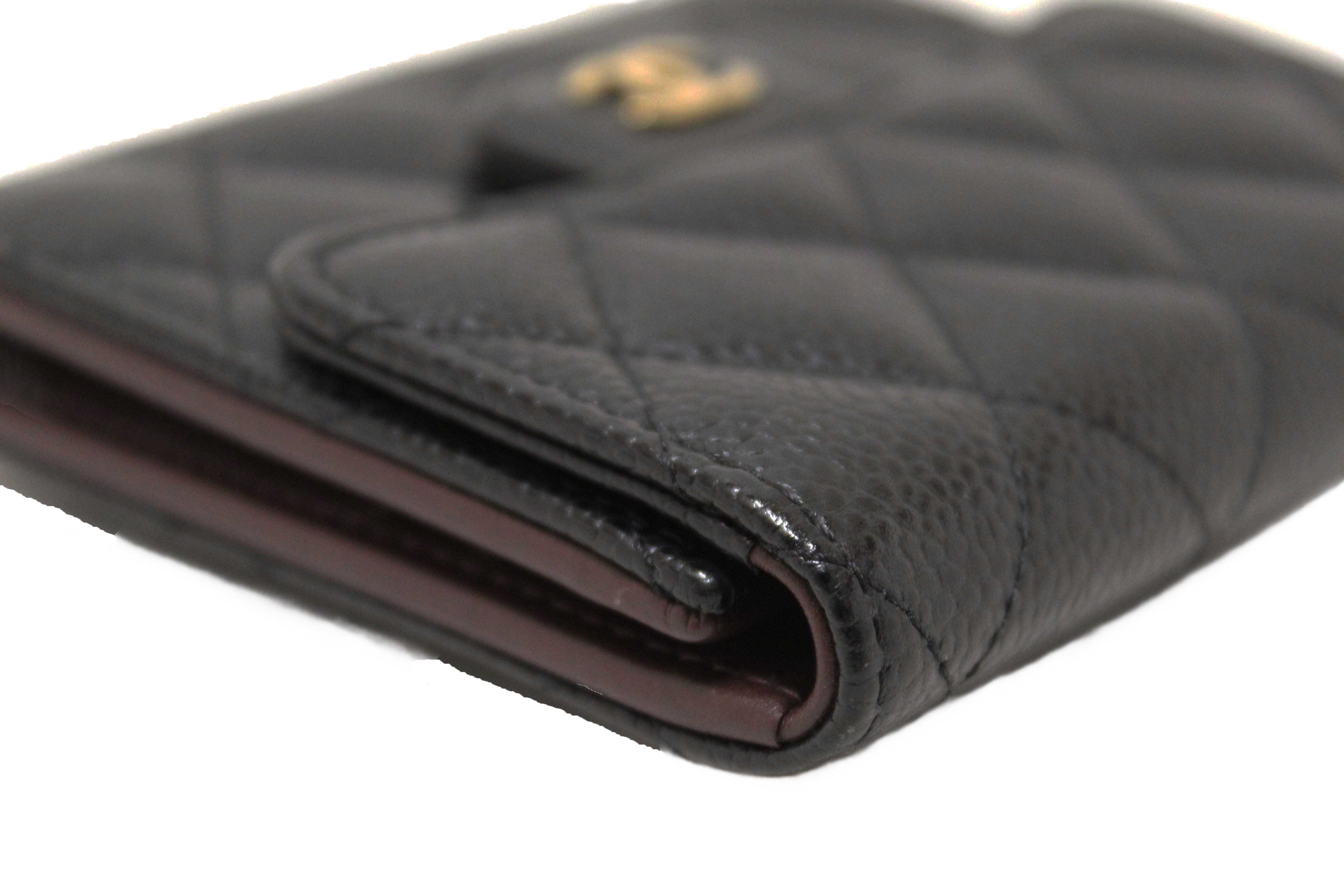Authentic Chanel Black Quilted Caviar Leather Classic Small Flap W