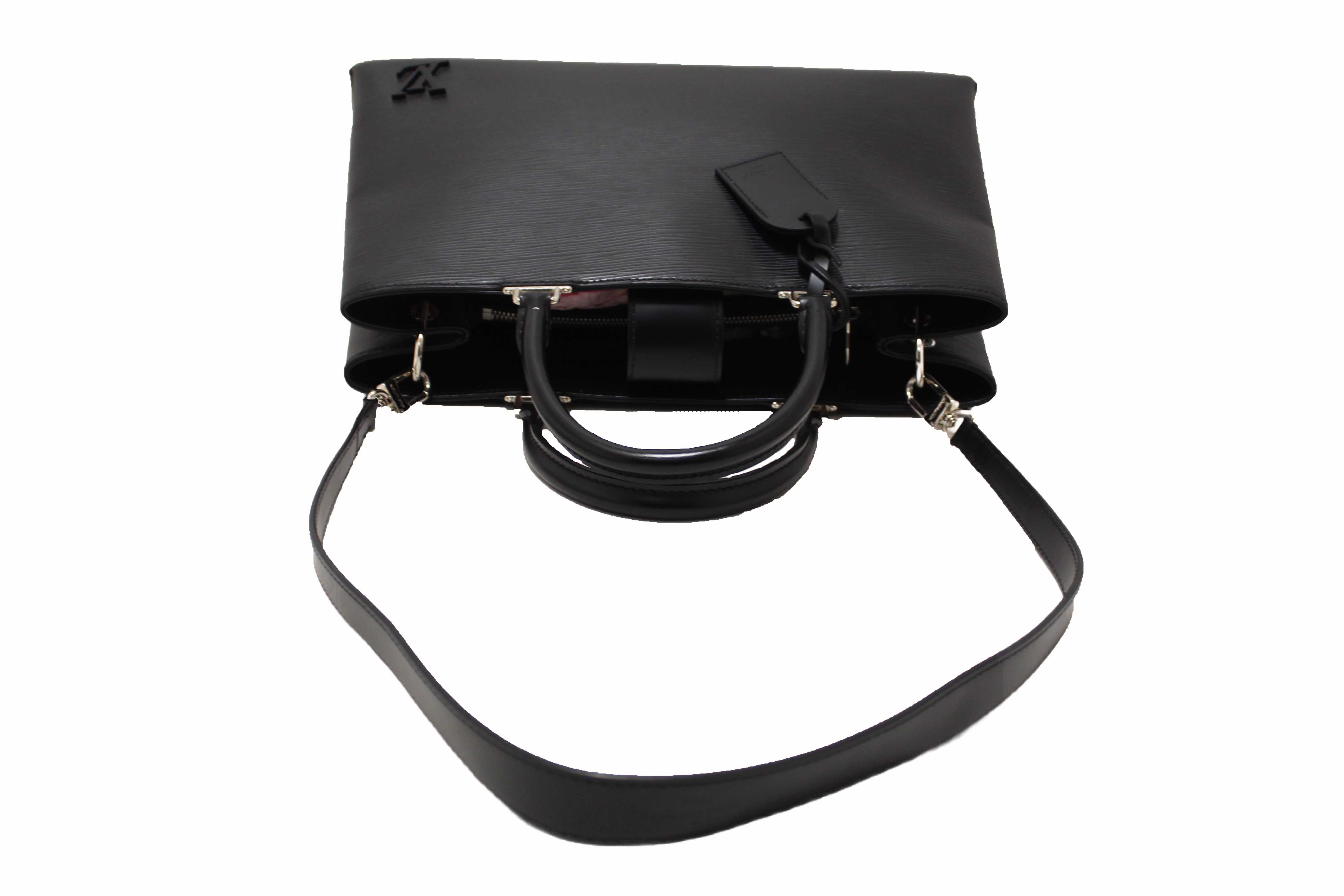 Authentic Louis Vuitton Black Epi Leather Kleber MM Tote Bag