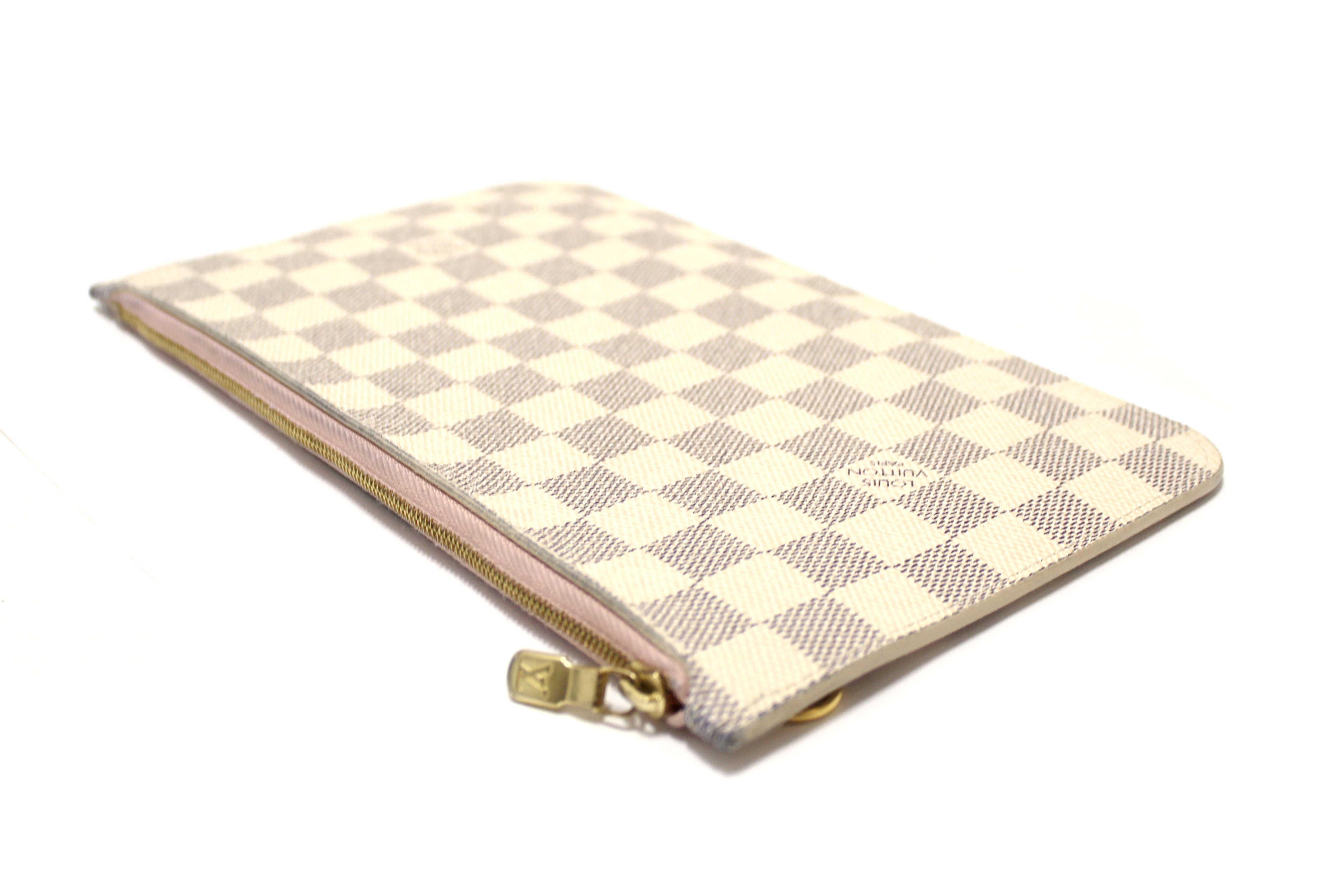 Authentic Louis Vuitton Damier Azur Canvas Neverfull Pouch Pochette