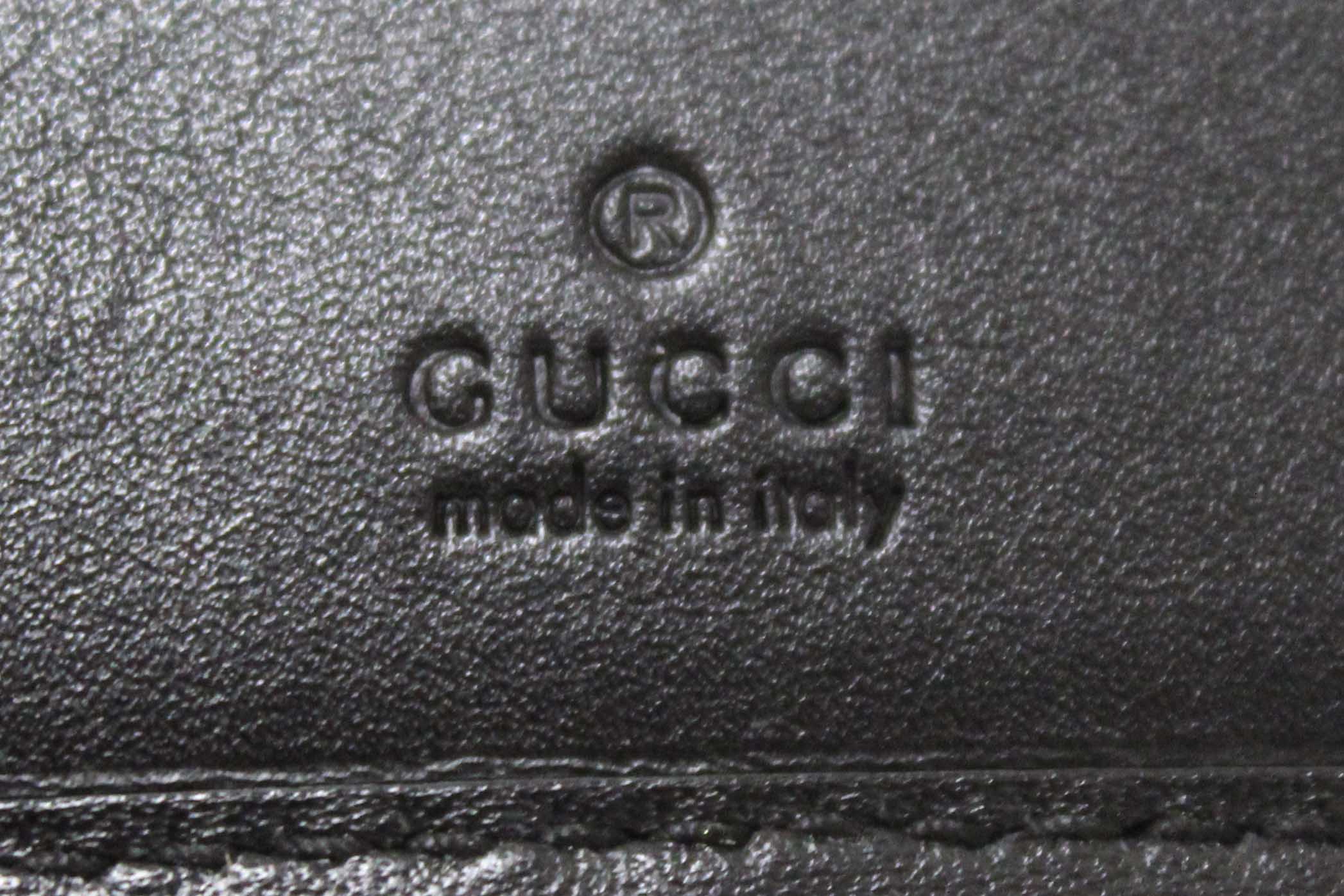 Authentic Gucci Black Marmont Chevron Leather Three Folded Wallet 474802 Wallet