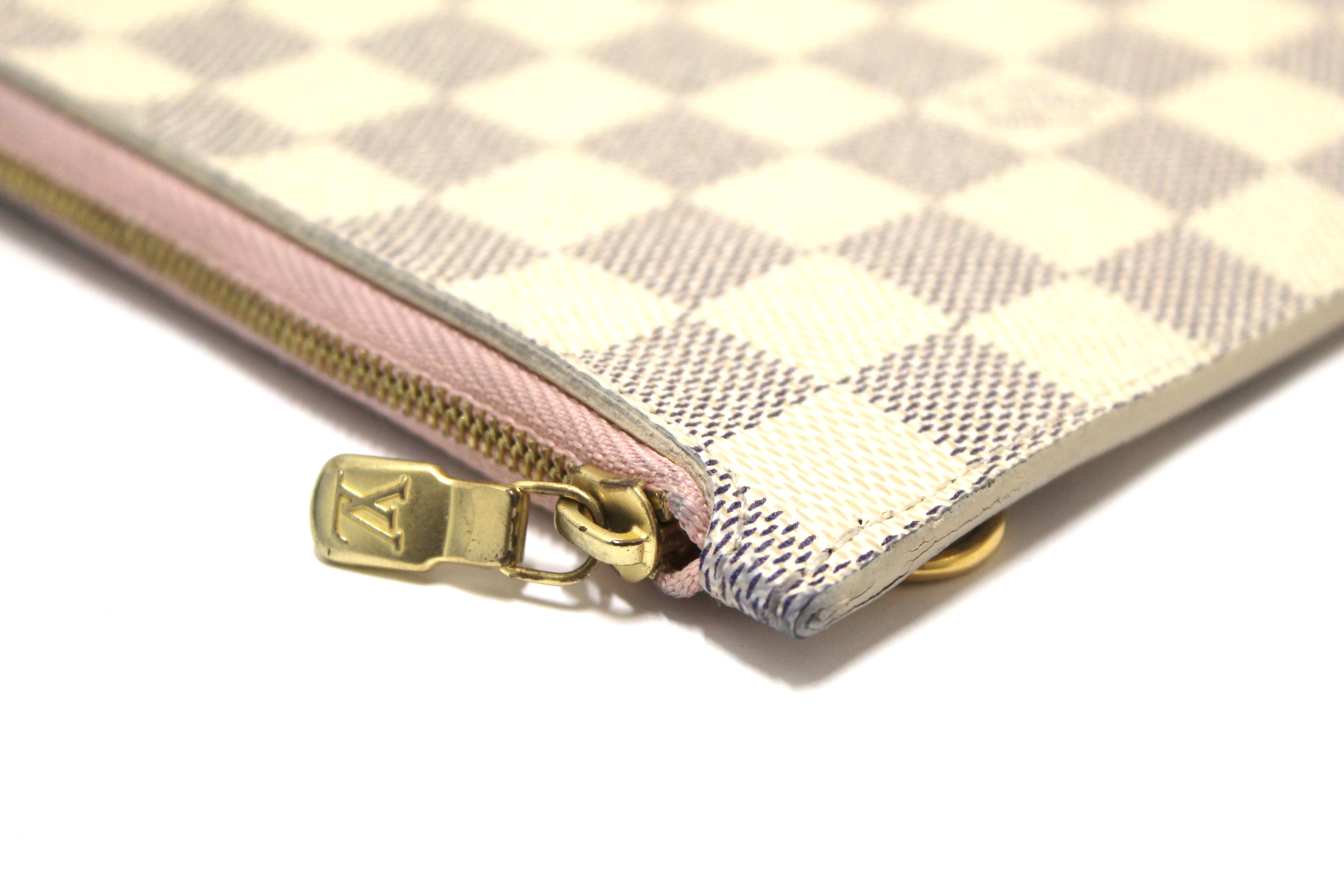 Authentic Louis Vuitton Damier Azur Canvas Neverfull Pouch Pochette