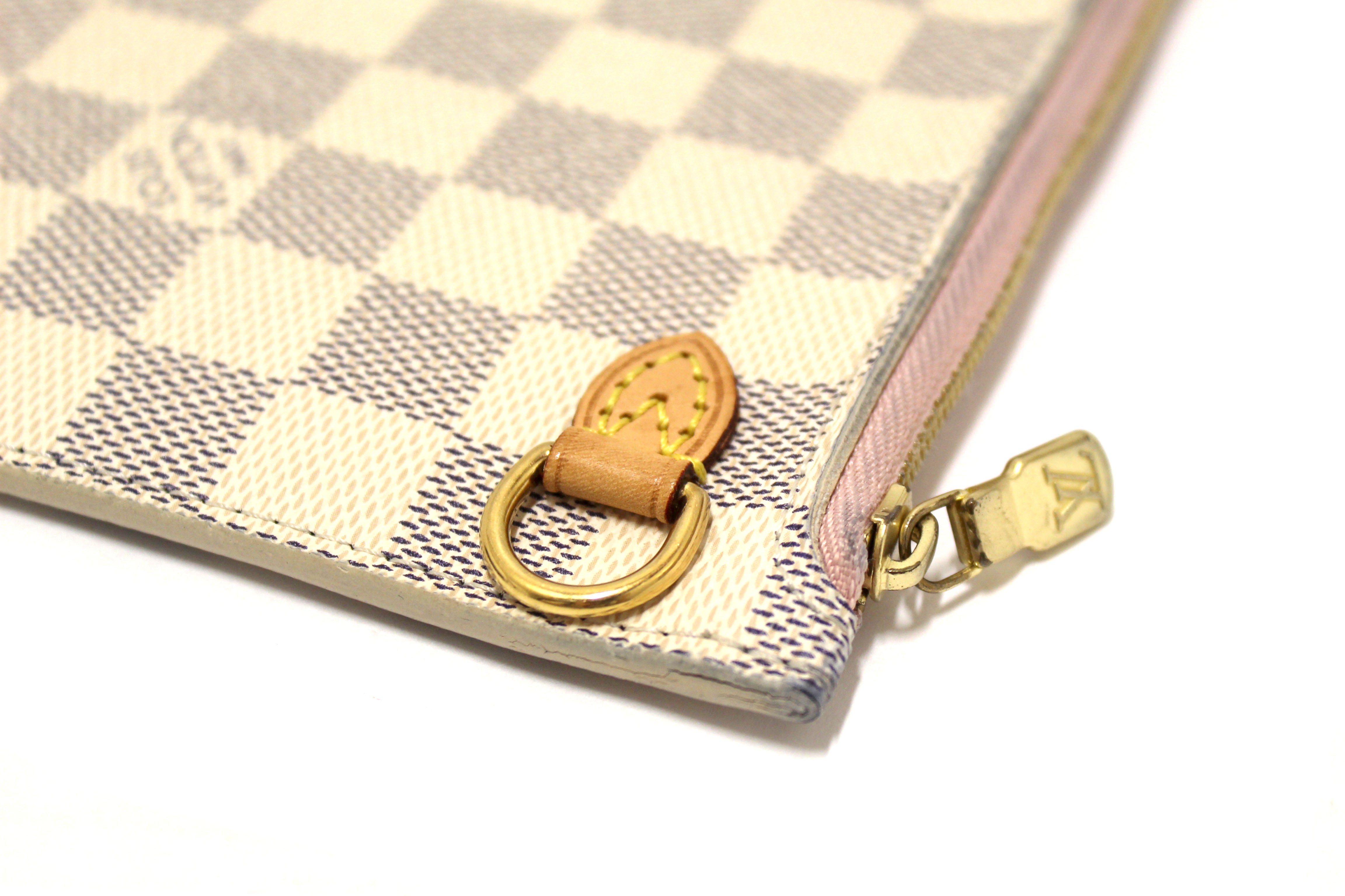 Authentic Louis Vuitton Damier Azur Canvas Neverfull Pouch Pochette