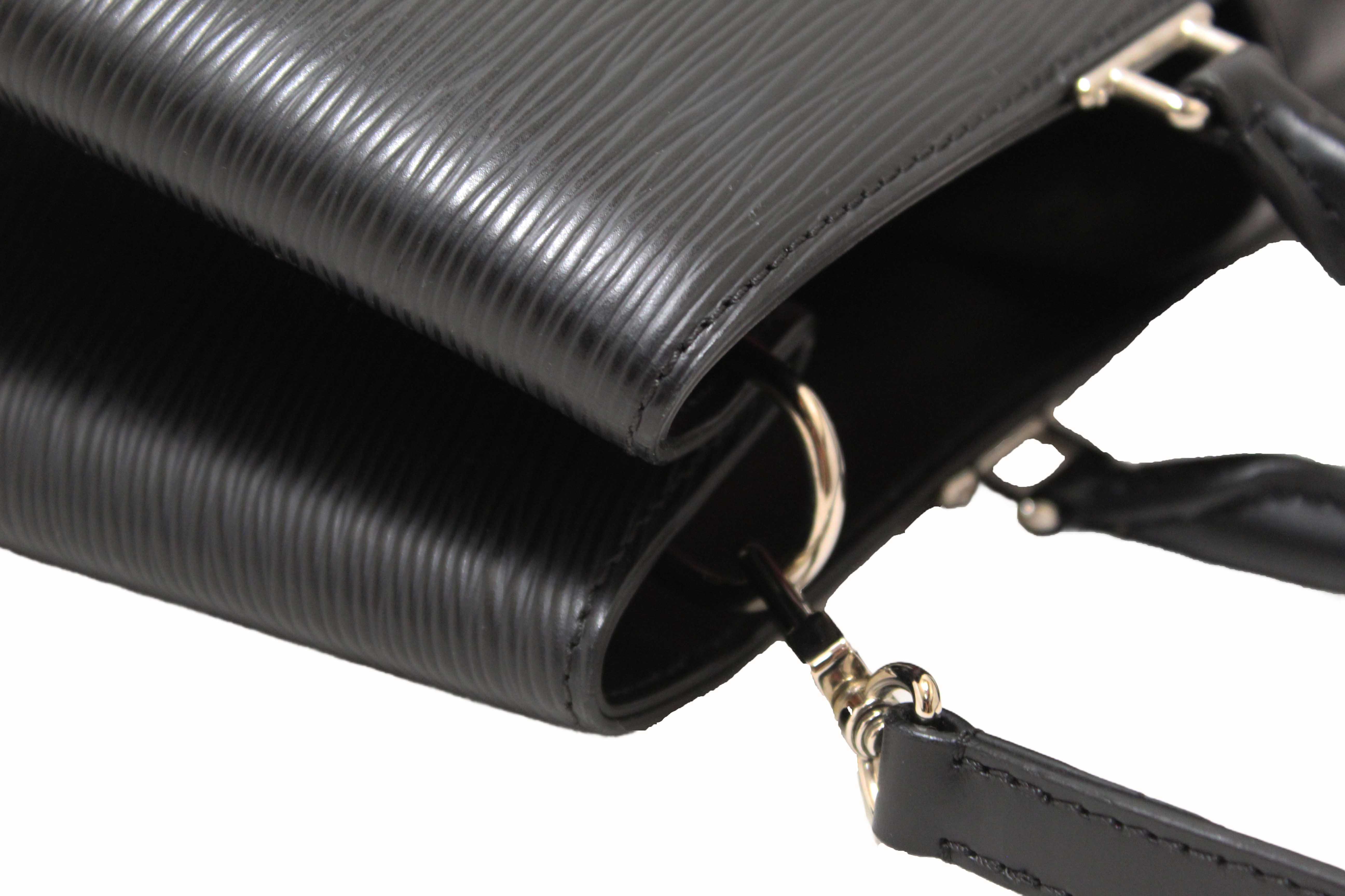 Authentic Louis Vuitton Black Epi Leather Kleber MM Tote Bag