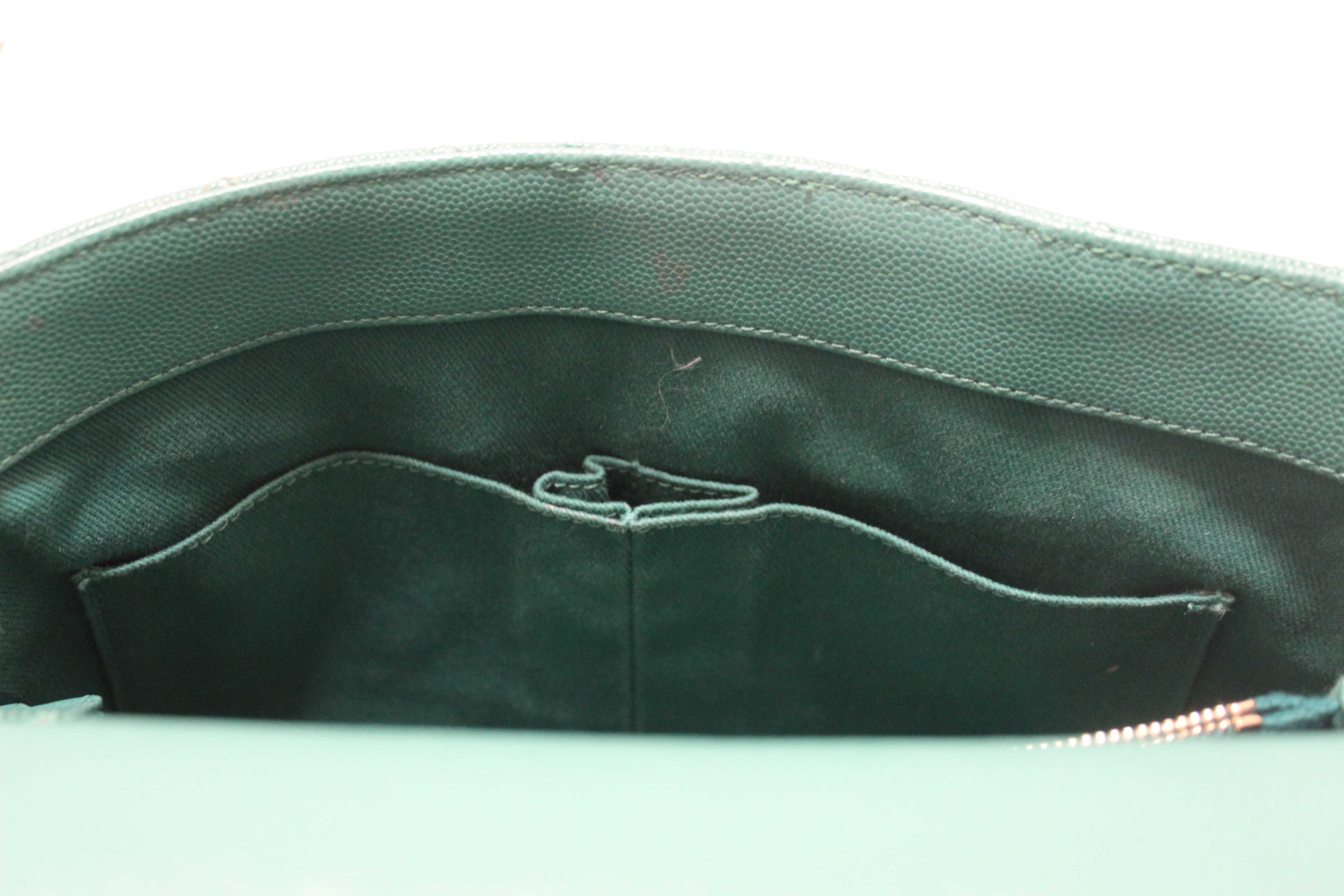 Authentic Chanel Green Quilted Caviar Leather Large CoCo Handle Flap Bag