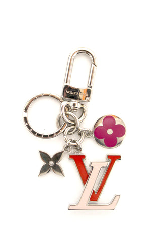 Authentic Louis Vuitton Silver LV Charm & Key Holder