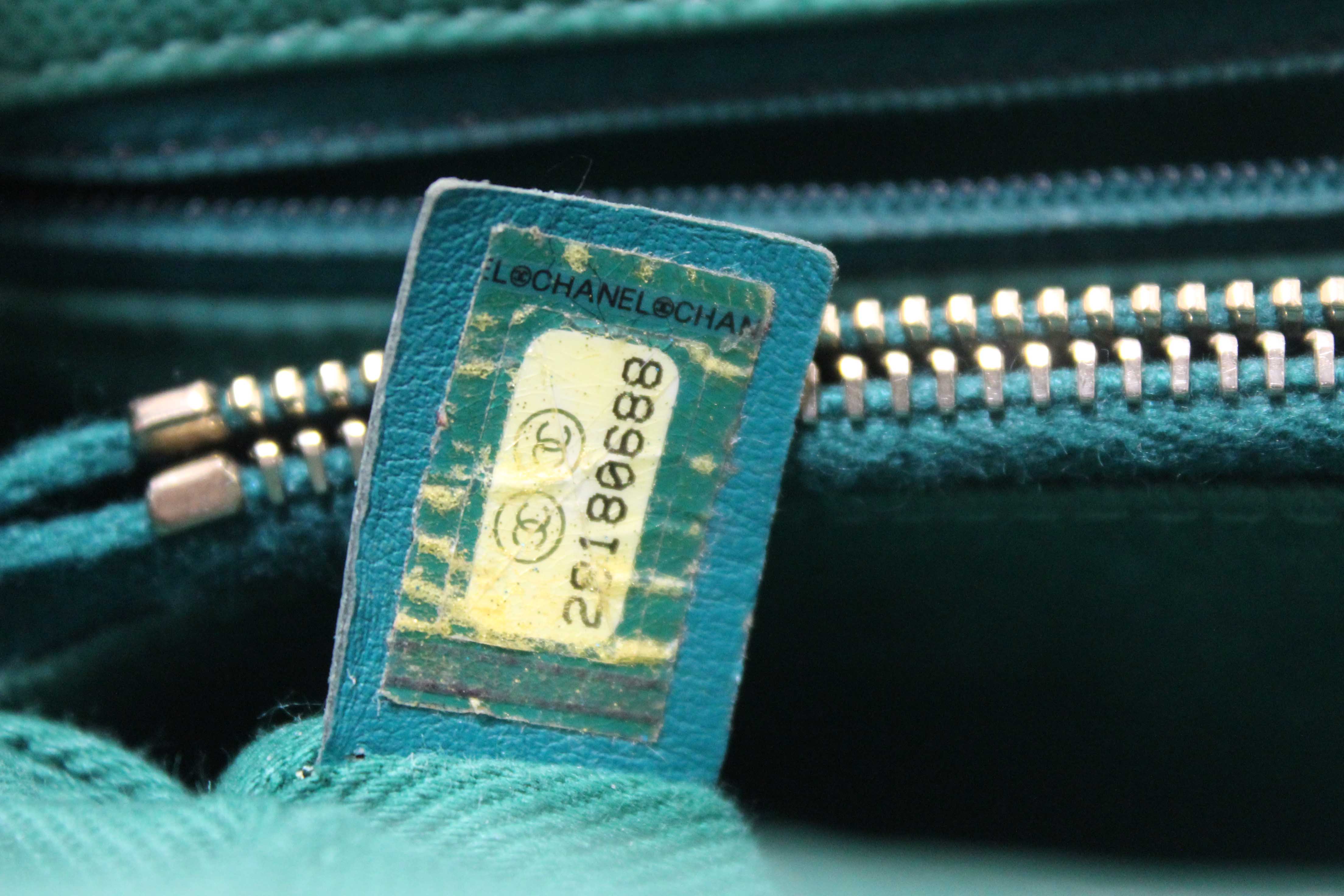 Authentic Chanel Green Quilted Caviar Leather Large CoCo Handle Flap Bag