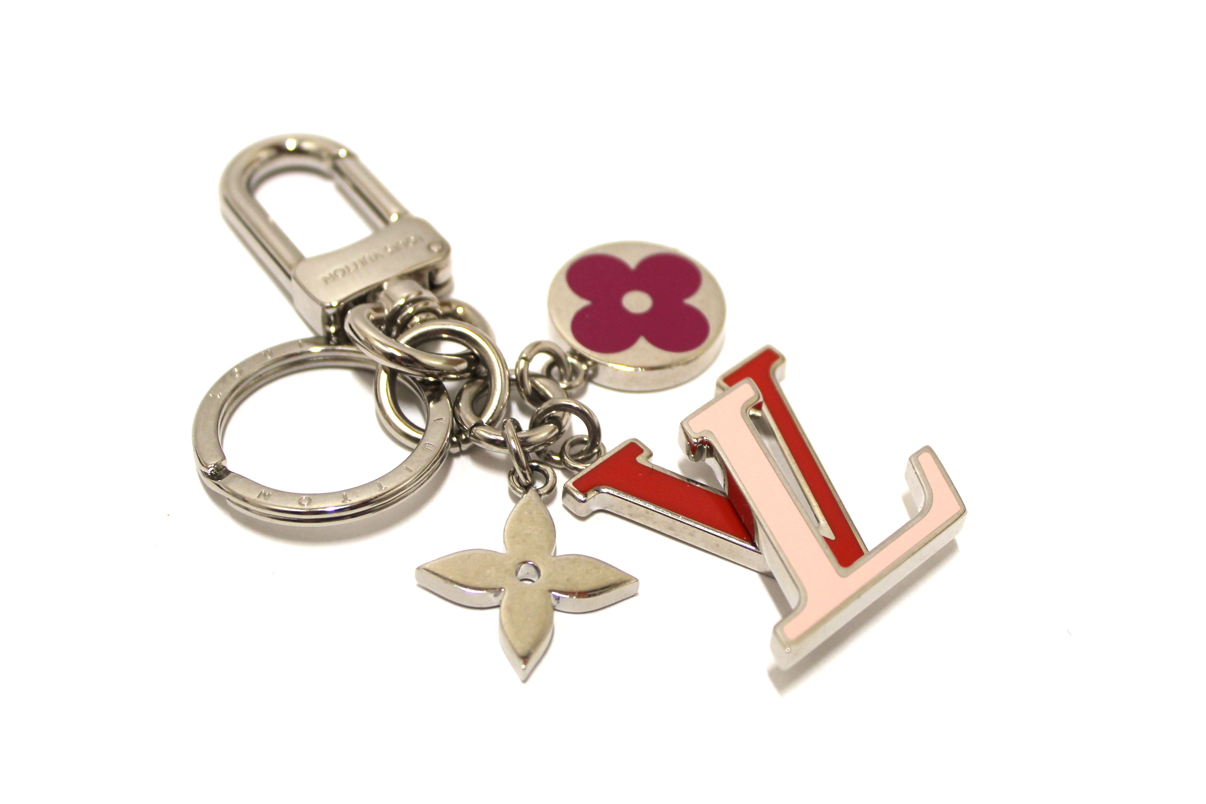 Authentic Louis Vuitton Silver LV Charm & Key Holder