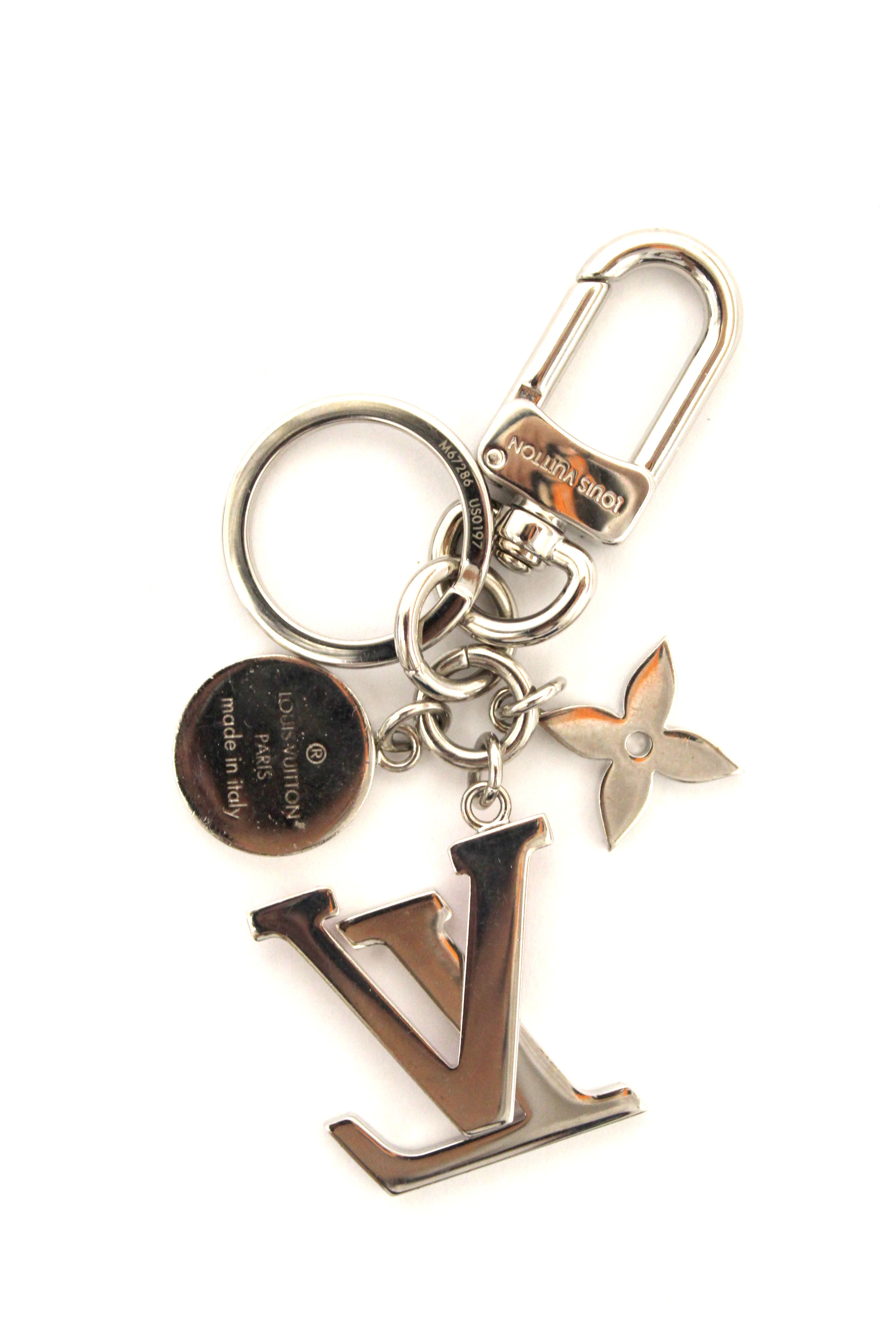 Authentic Louis Vuitton Silver LV Charm & Key Holder