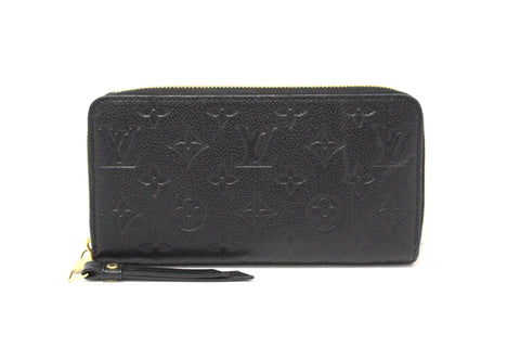 Authentic Louis Vuitton Black Monogram Empreinte Leather Zippy Wallet