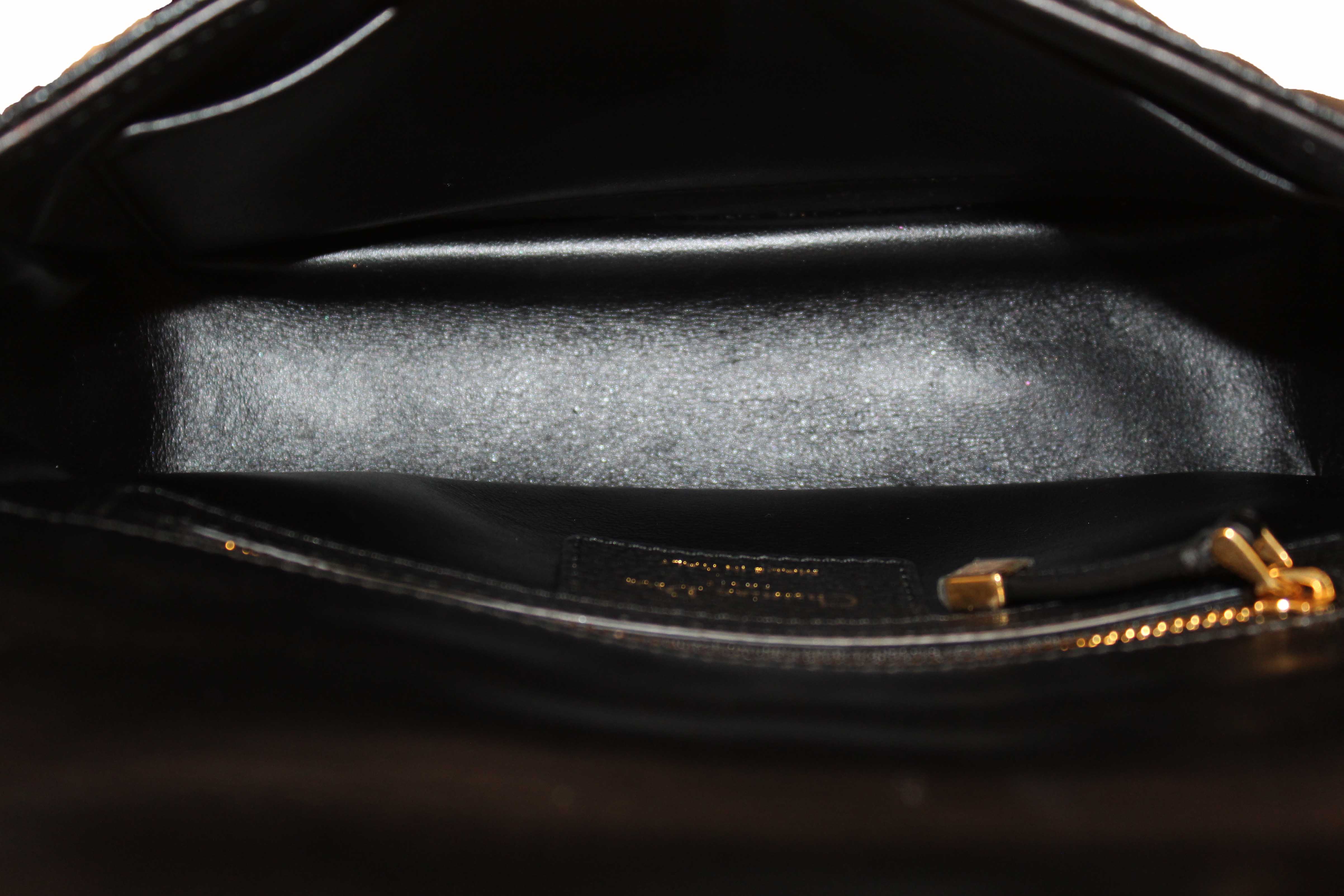 Authentic Christian Dior Black Macrocannage Caviar Leather Small Caro Shoulder Crossbody Bag