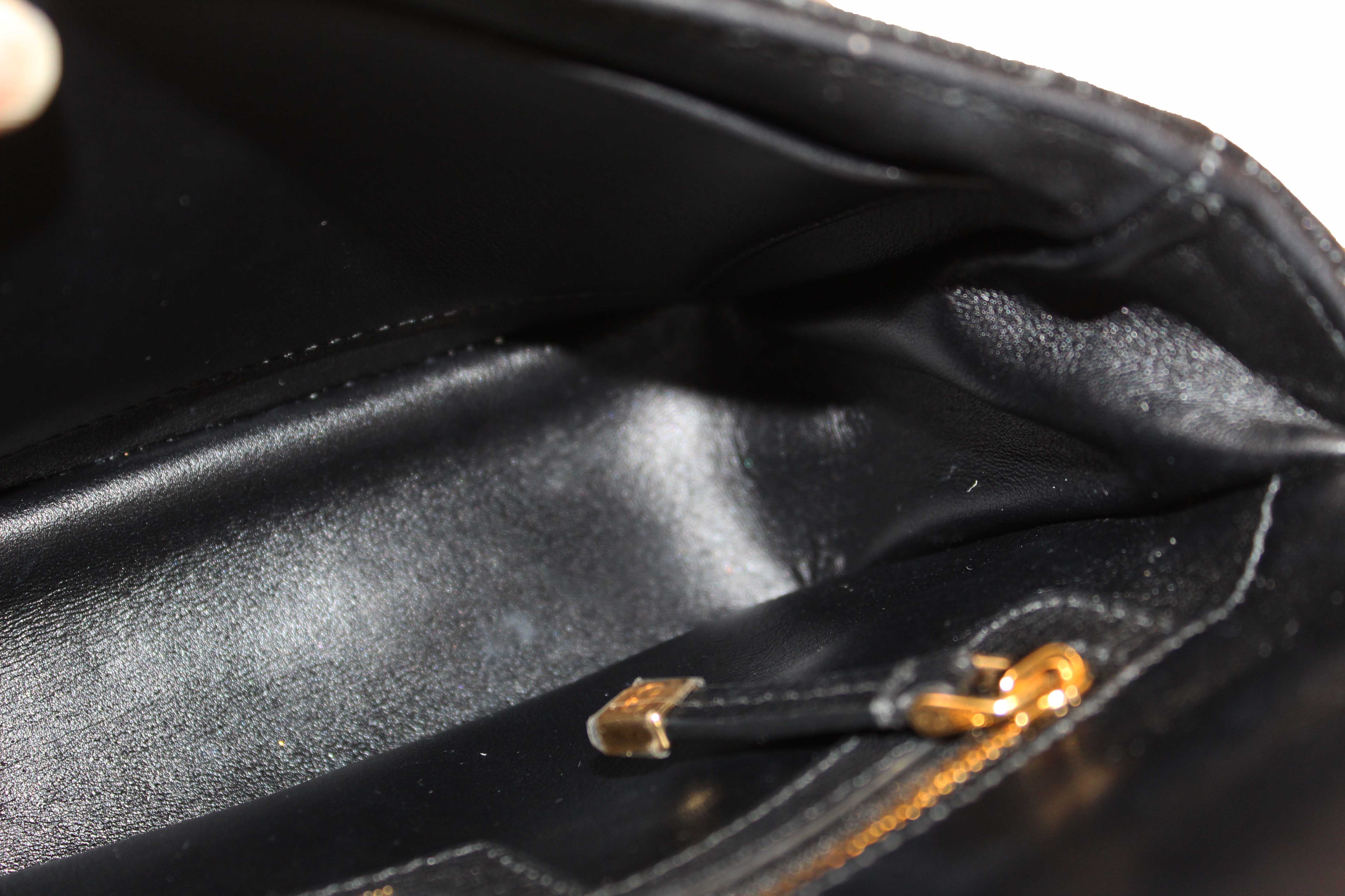 Authentic Christian Dior Black Macrocannage Caviar Leather Small Caro Shoulder Crossbody Bag