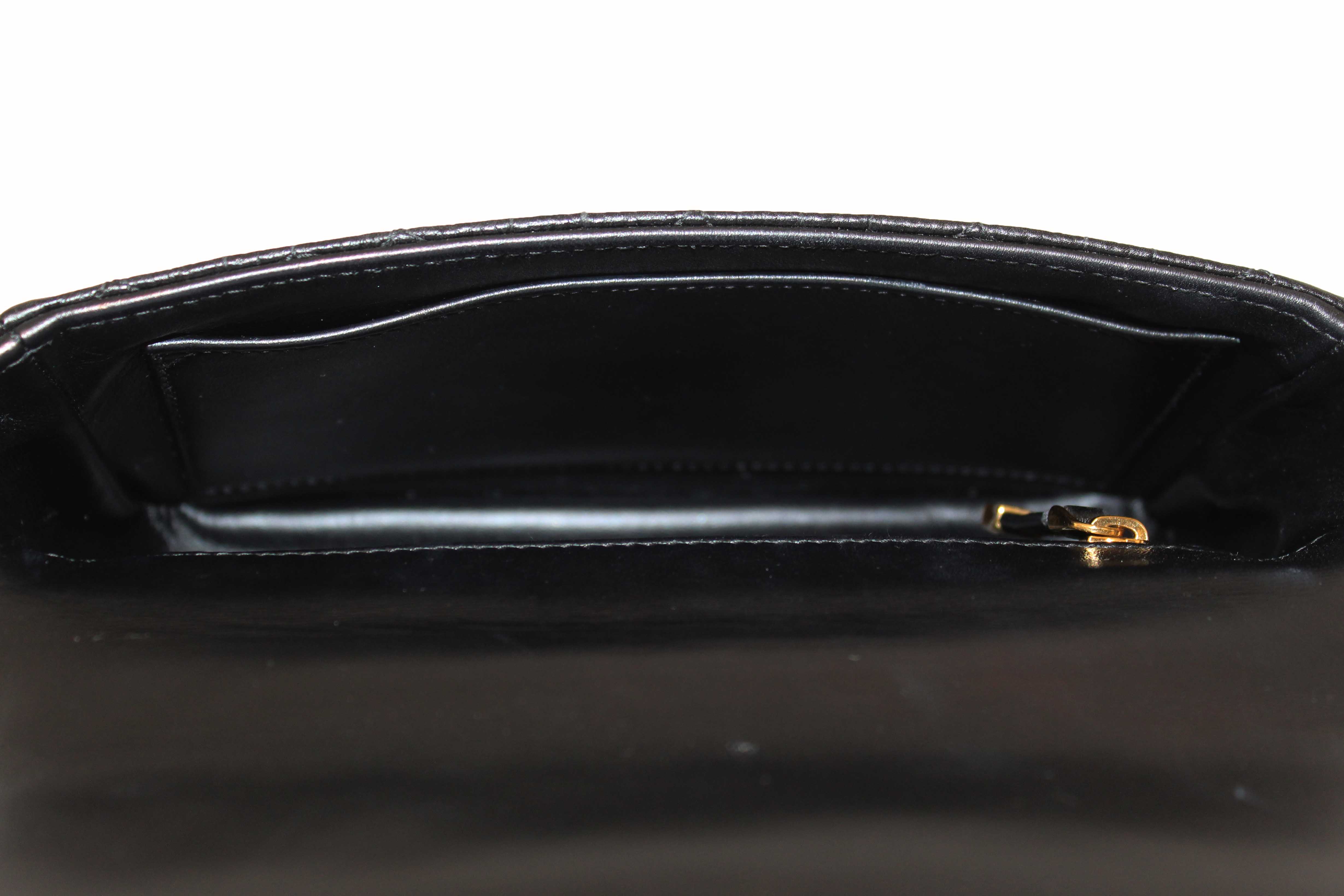 Authentic Christian Dior Black Macrocannage Caviar Leather Small Caro Shoulder Crossbody Bag