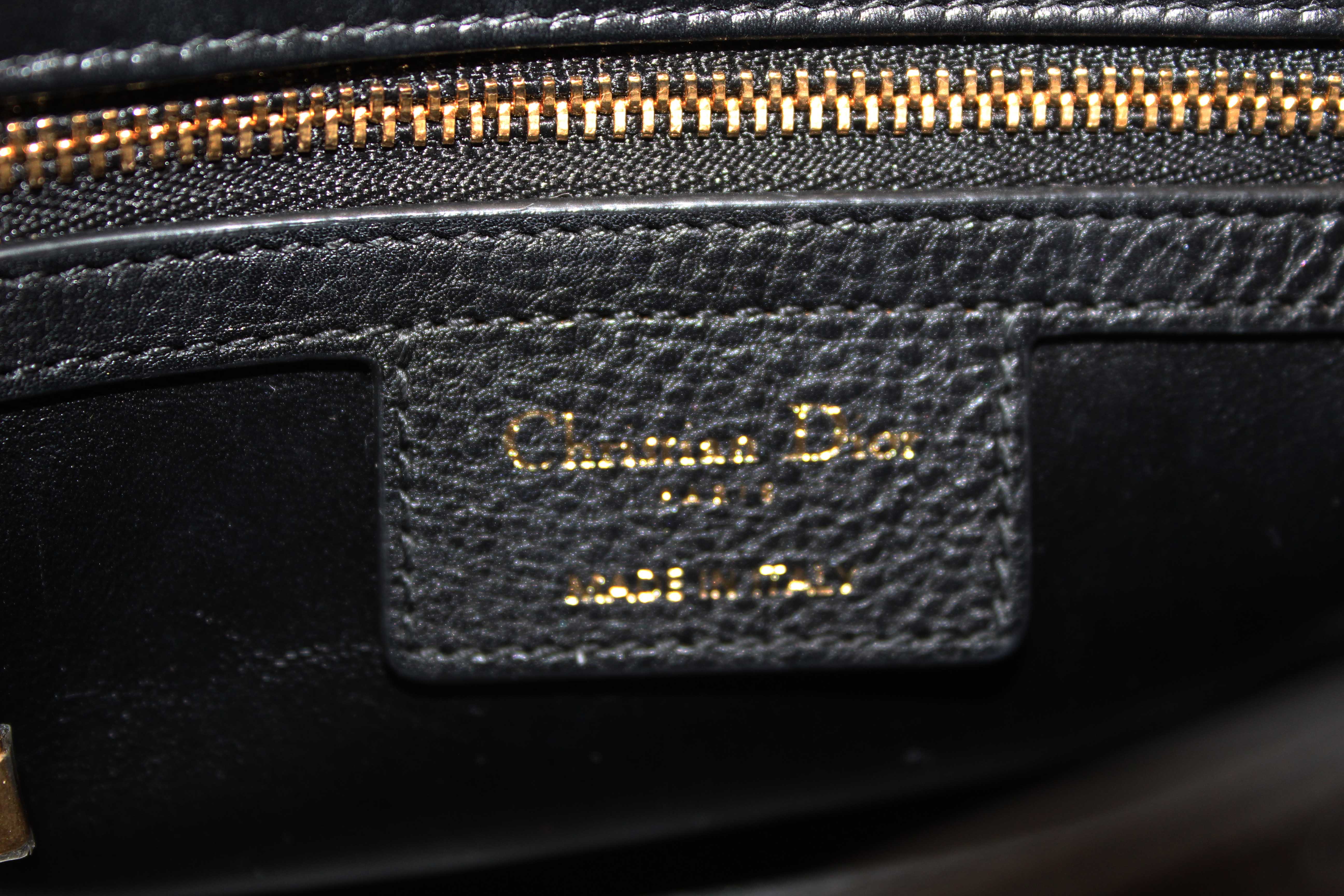 Authentic Christian Dior Black Macrocannage Caviar Leather Small Caro Shoulder Crossbody Bag