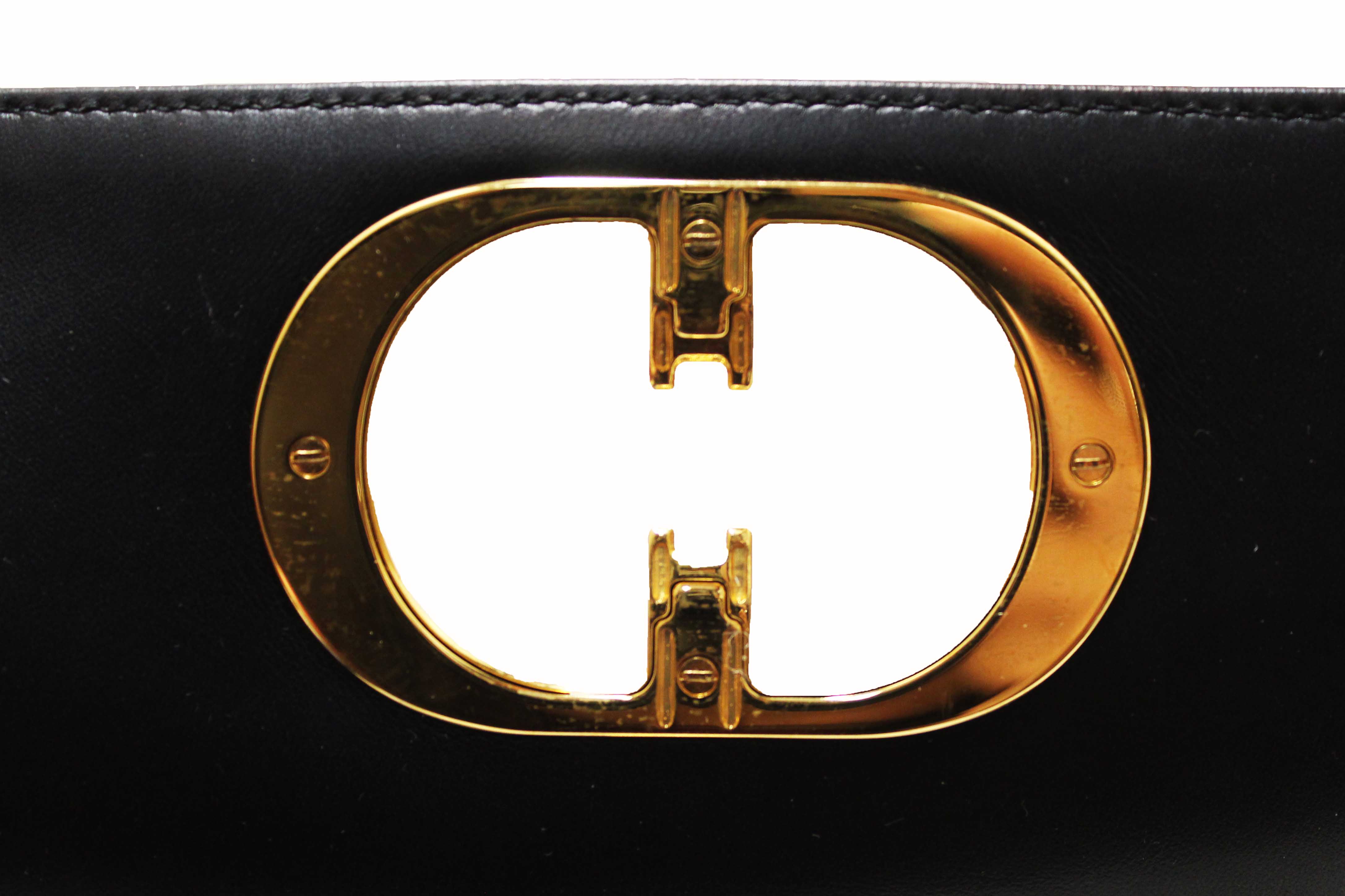 Authentic Christian Dior Black Macrocannage Caviar Leather Small Caro Shoulder Crossbody Bag