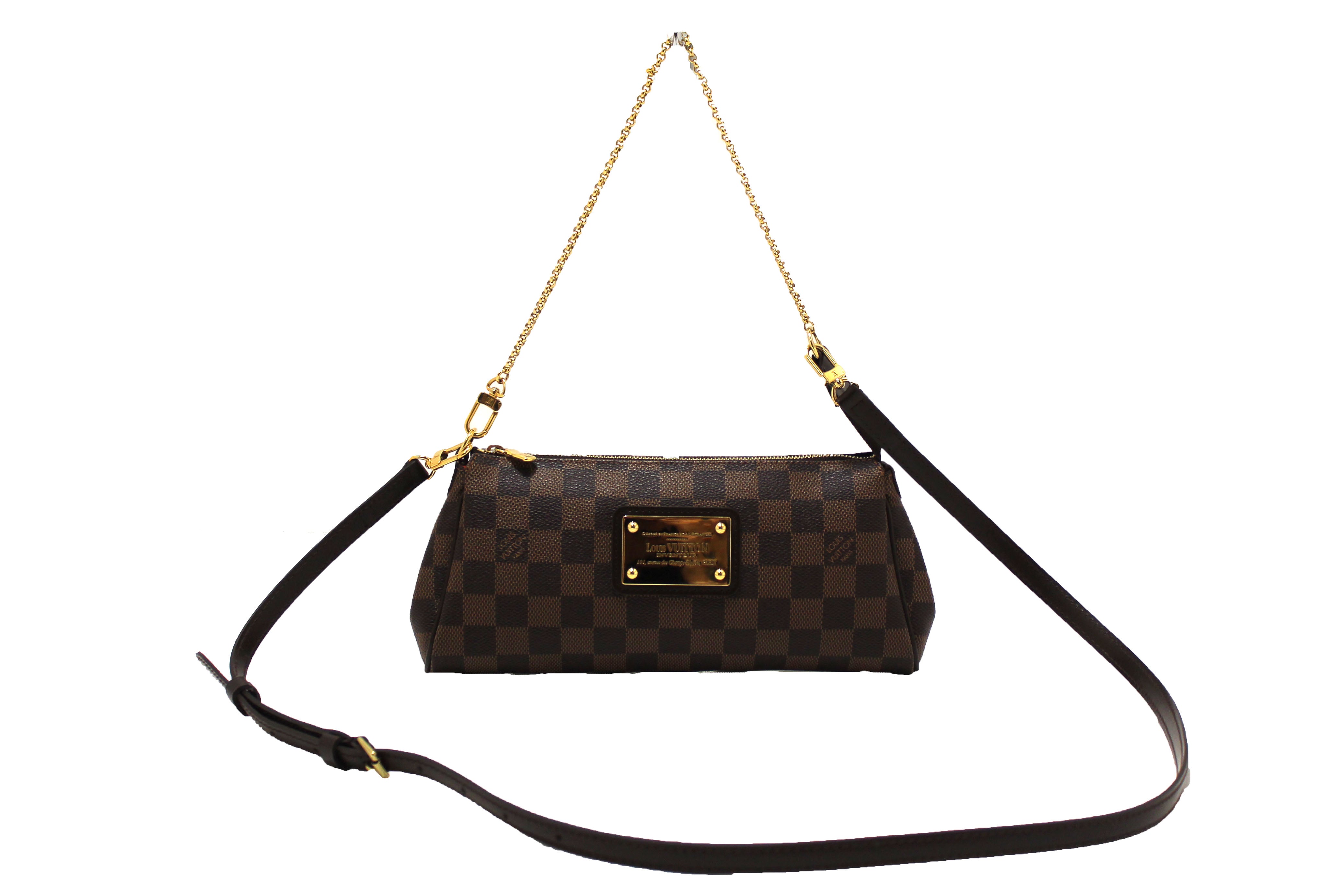 Athentic Louis Vuitton Damier Ebene Eva Clutch Bag